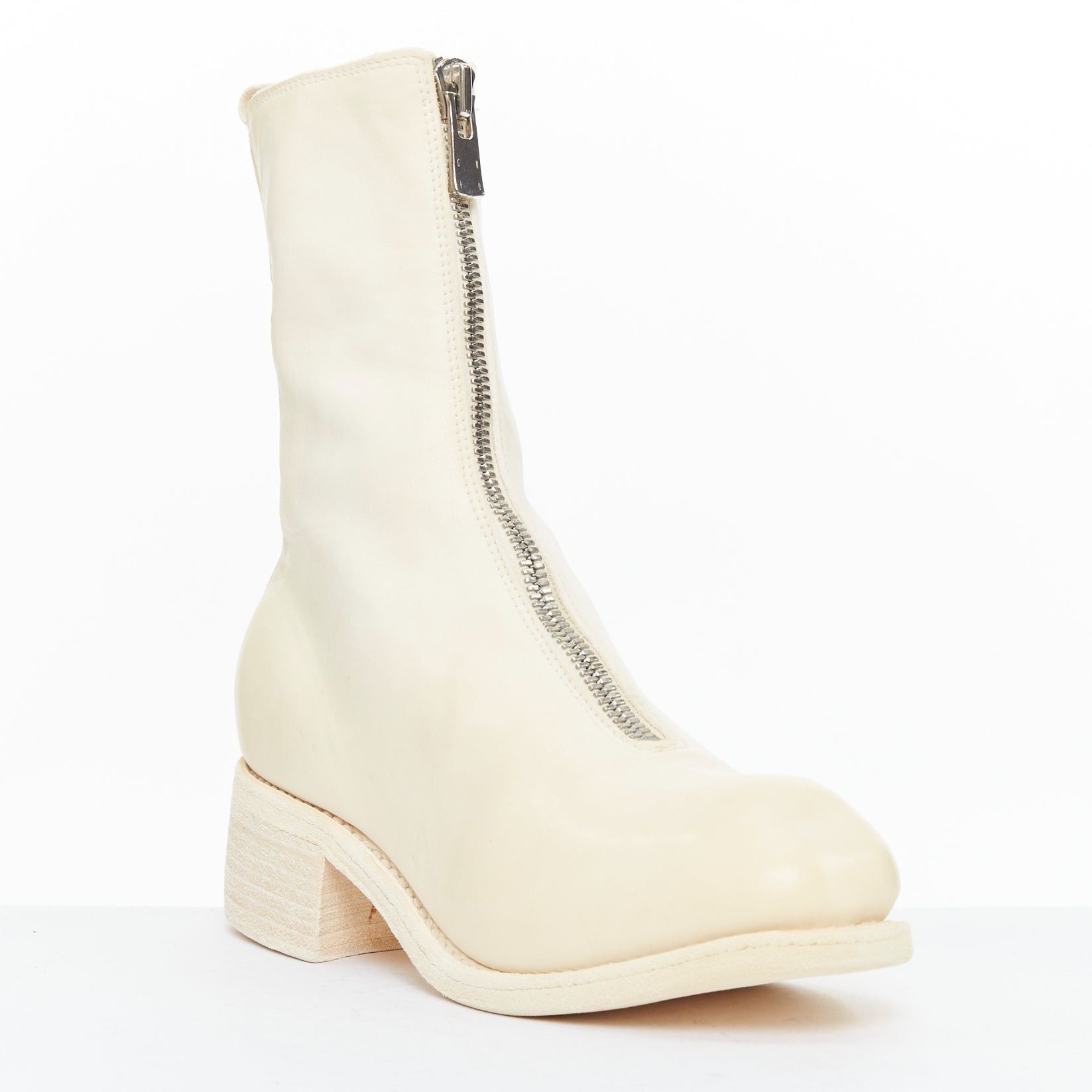 Guidi GUIDI PL2 Soft Horse cream full grain leather silver zip boots EU36 Size US 6 / IT 36 - 1 Thumbnail