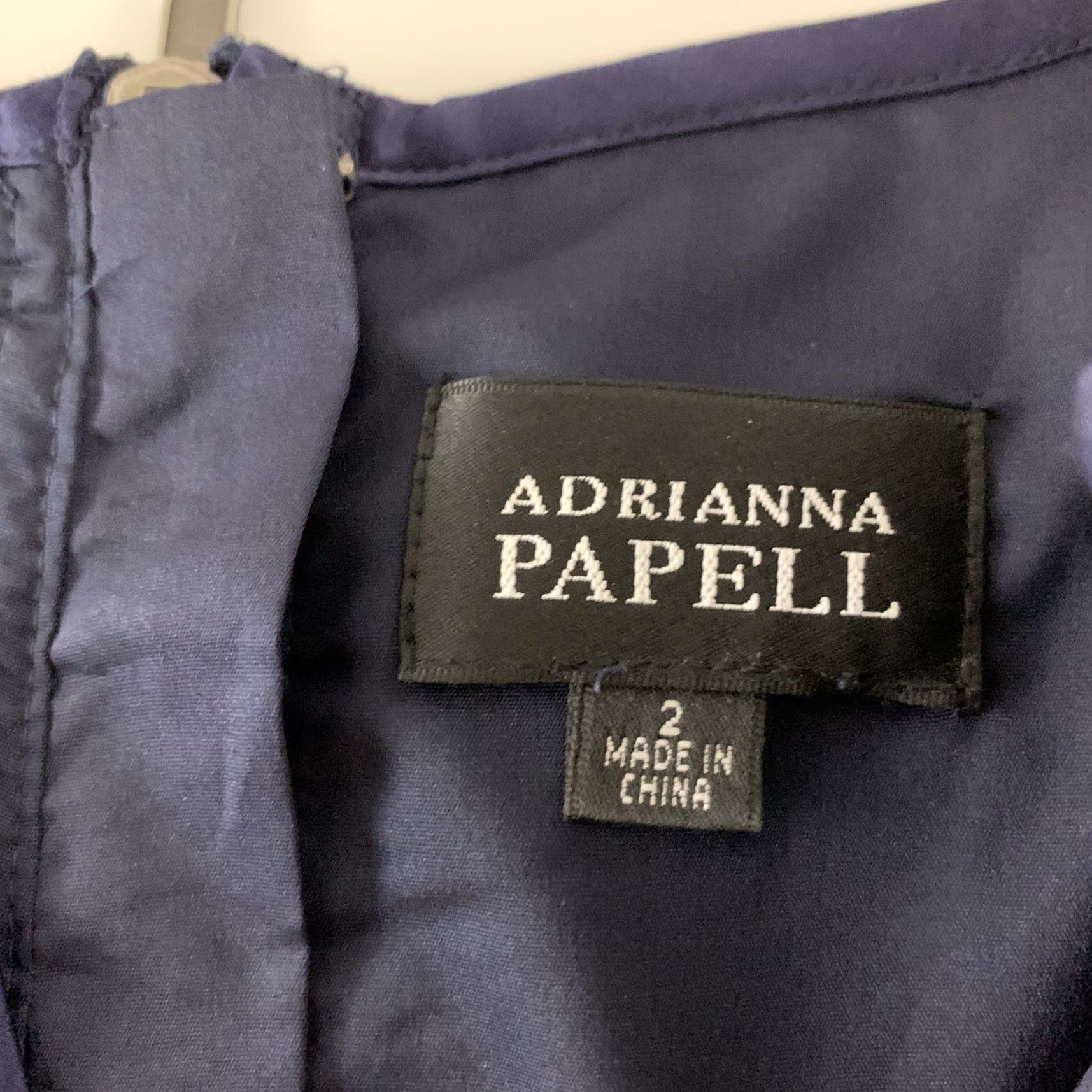 Adrianna Papell Adrianna Papell Lace 3/4 Sleeve Back Zip Dress Women's Size 2 Navy Blue Shirt Dress Womens 2 Navy Blue Size XS / US 0-2 / IT 36-38 - 3 Thumbnail