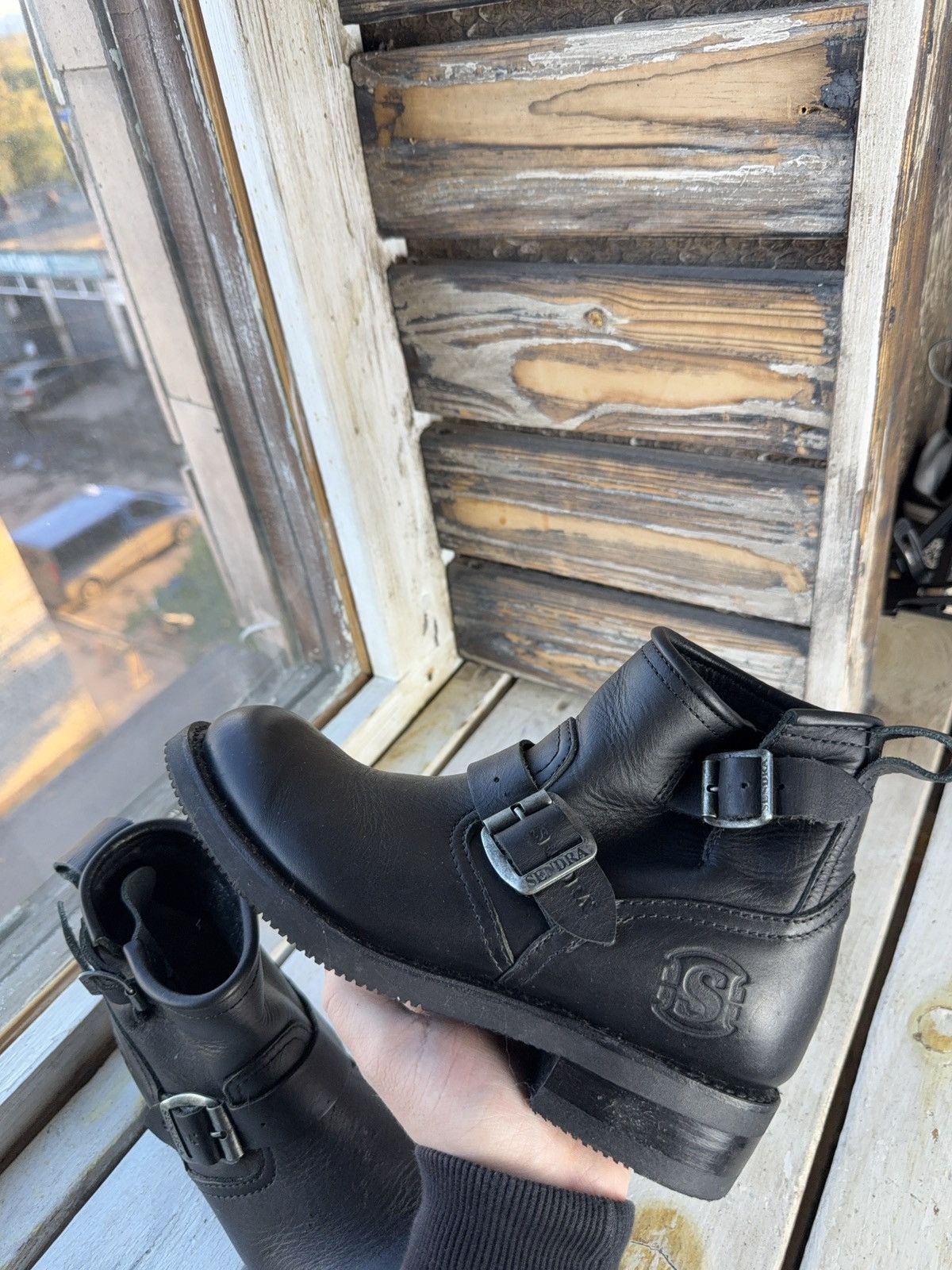 Sendra Sendra 7998 Biker Engineer Boots Black Leather Spain Size US 7 / EU 40 - 13 Thumbnail