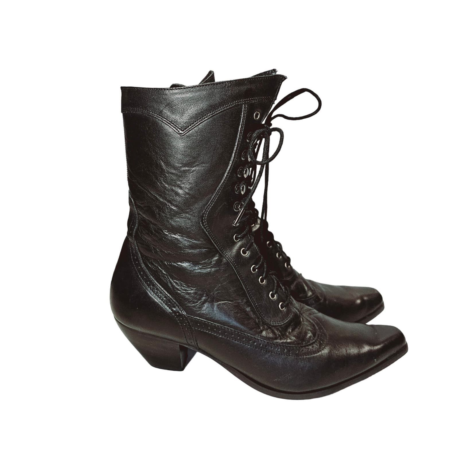 image of Nordstrom Rawhide Abilene Black Steampunk Victorian Whimsigoth Boot 11, Women's