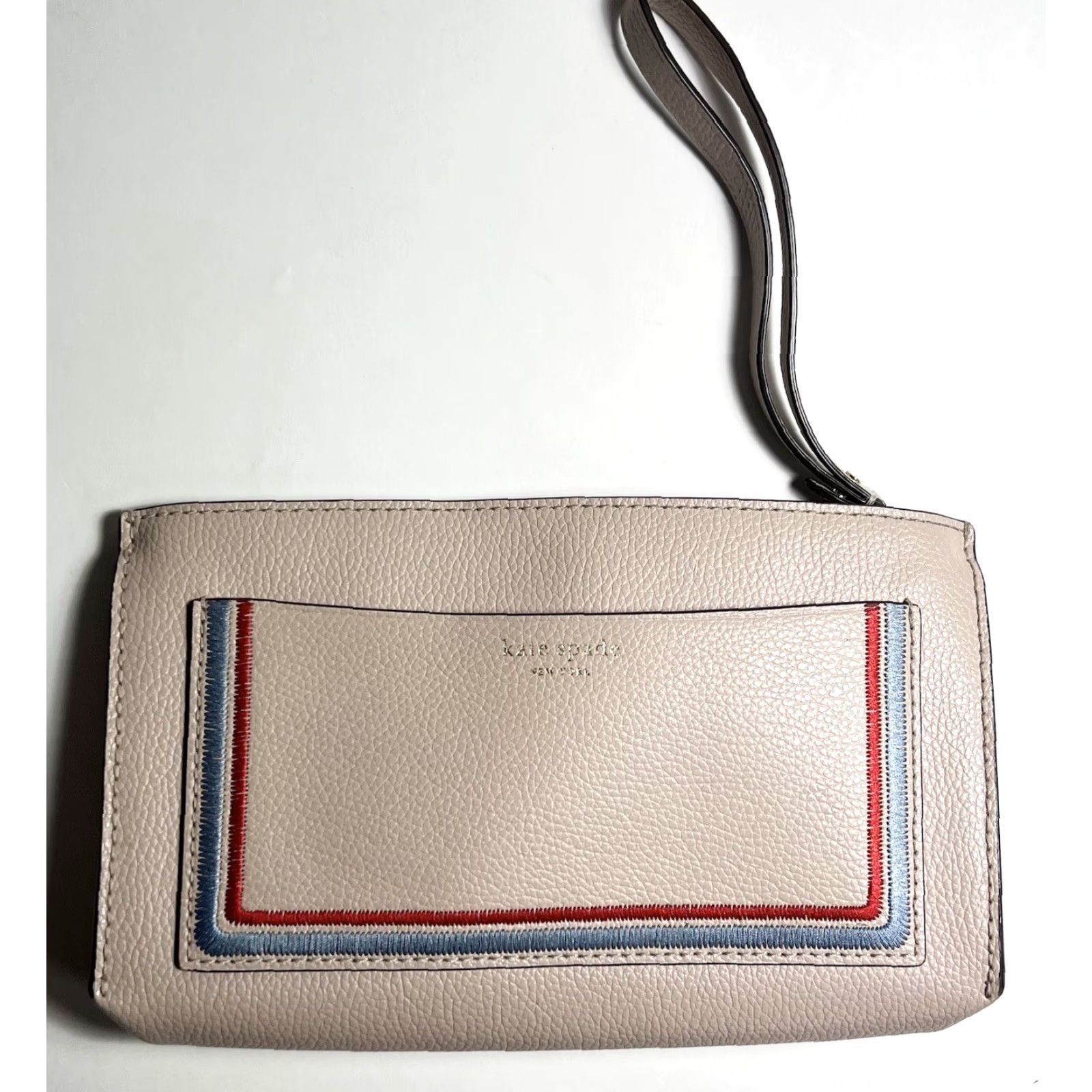 Vintage KATE SPADE Eva Embroidered Warm Beige Leather Wallet Clutch Wristlet Ladies Wallet/Clutch/Wristlet Size ONE SIZE - 5 Thumbnail