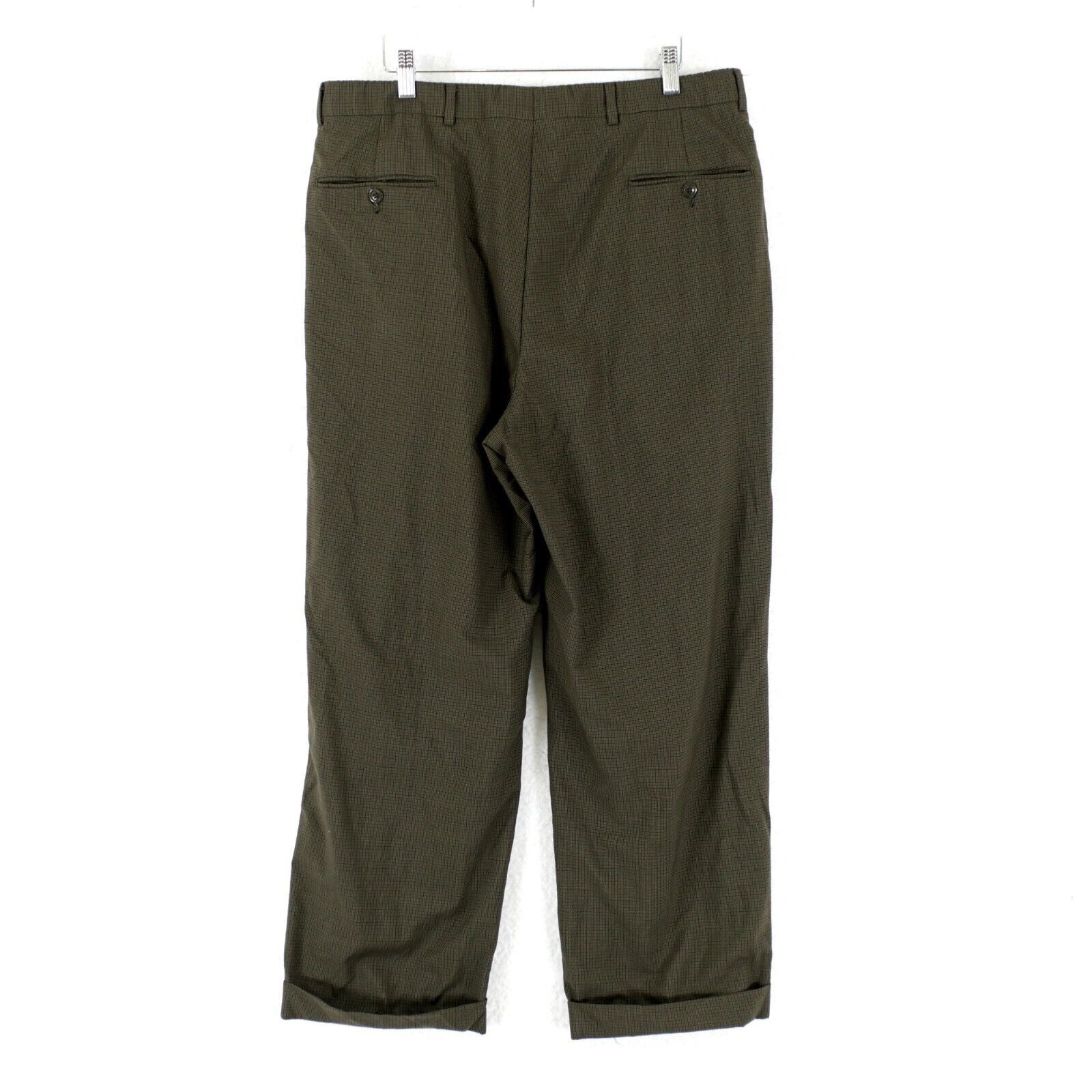 Hart Schaffner Marx Hart Schaffner Marx Wool Green Star Check Pleated Cuffed Dre Size 34R - 5 Thumbnail