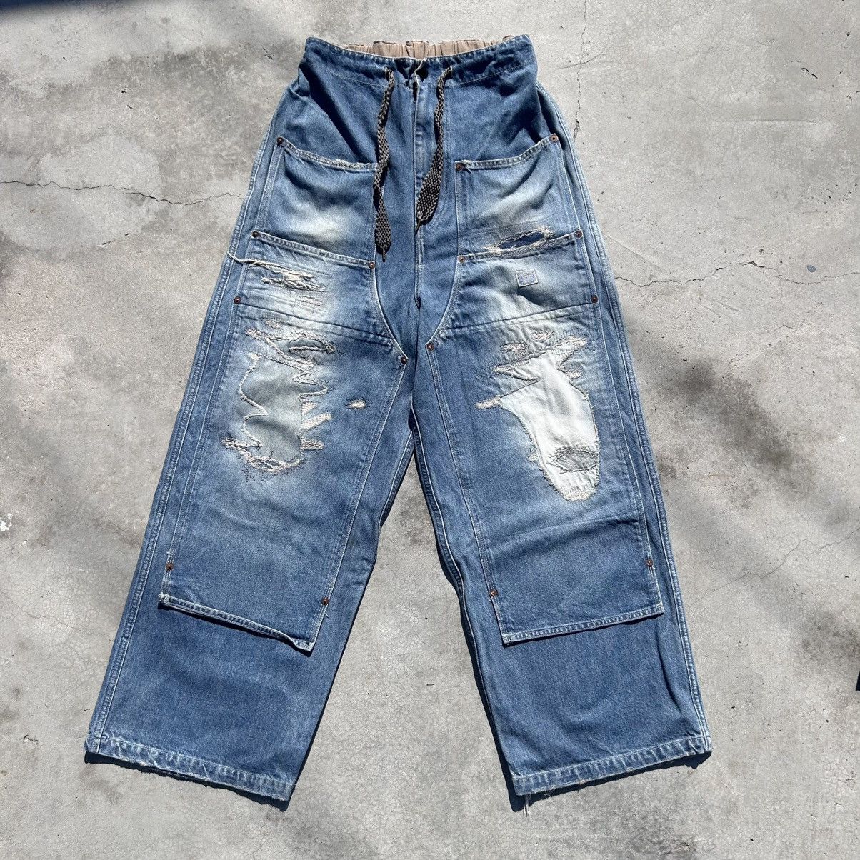 Kapital Kountry Kapital Damaged Denim Patchwork Painter Pants Made in Japan Size US 32 / EU 48 - 1 Thumbnail