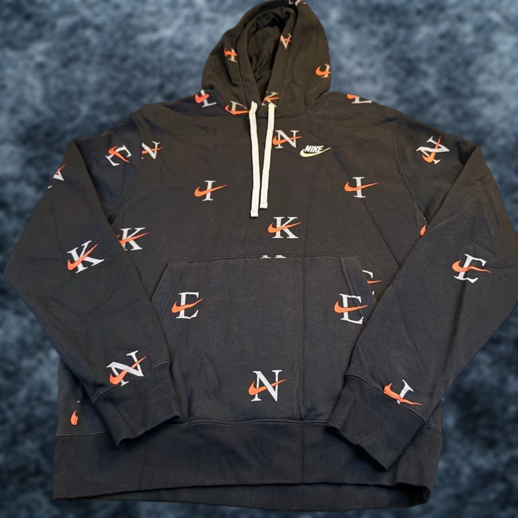 Nike Nike All Over Logo Print Pullover Hoodie Sweatshirt Black Orange Mens Small Size US S / EU 44-46 / 1 - 1 Thumbnail