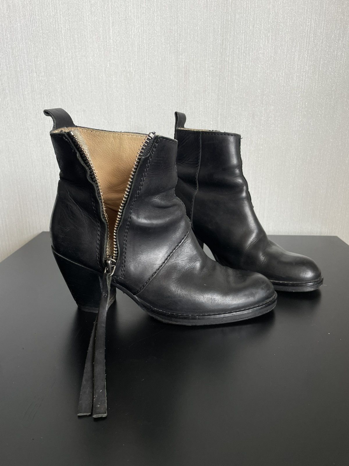 Acne Studios × If Six Was Nine Acne Studios Leather Ankle Boots Minimalist Heeled Side Zip Size US 7 / IT 37 - 2 Thumbnail