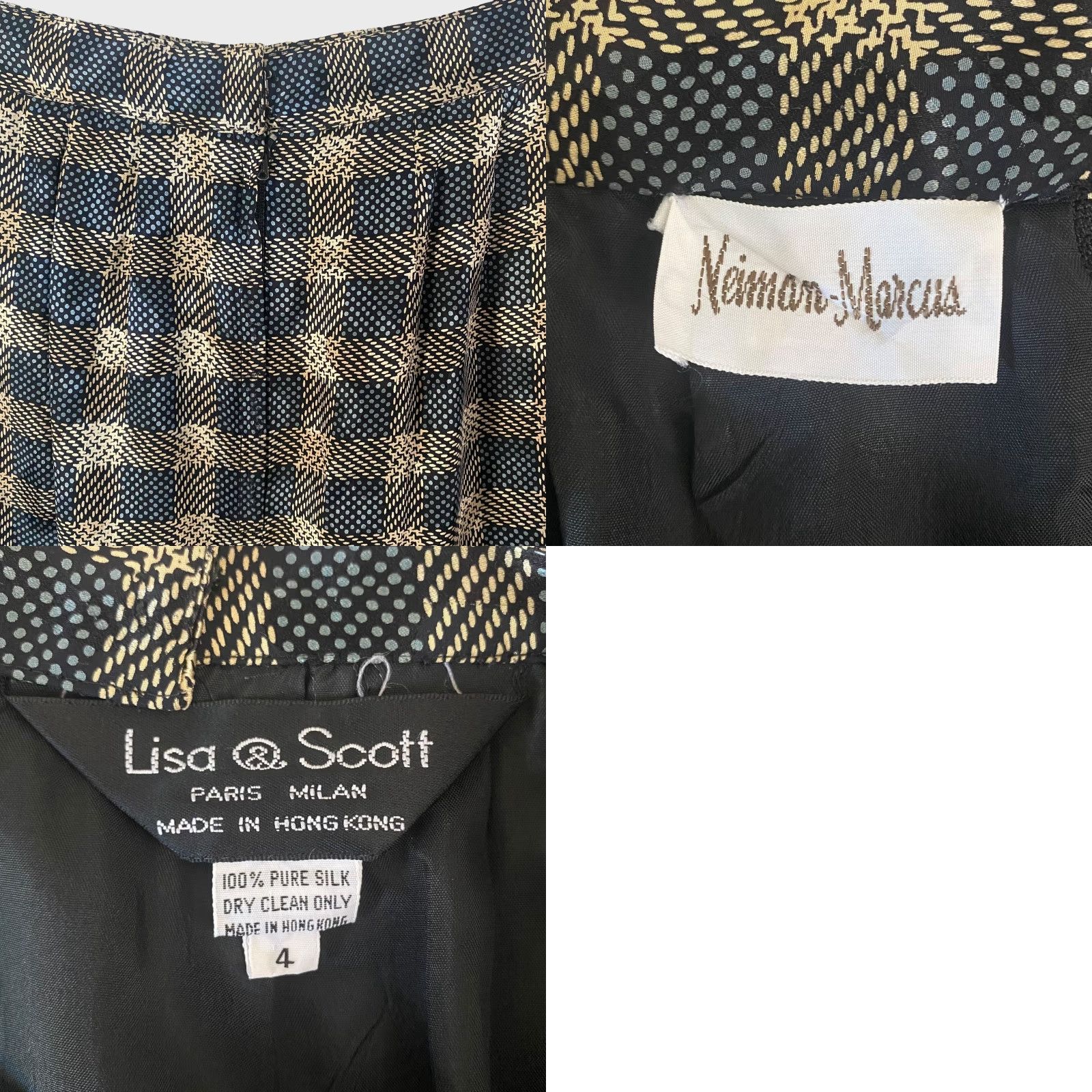 Neiman Marcus VINTAGE Neiman Marcus Lisa & Scott Plaid Silk Mini Skirt Women's Size 4 Brown Pencil Slit 23" Short Preppy Retro Size 27" / US 4 / IT 40 - 8 Thumbnail