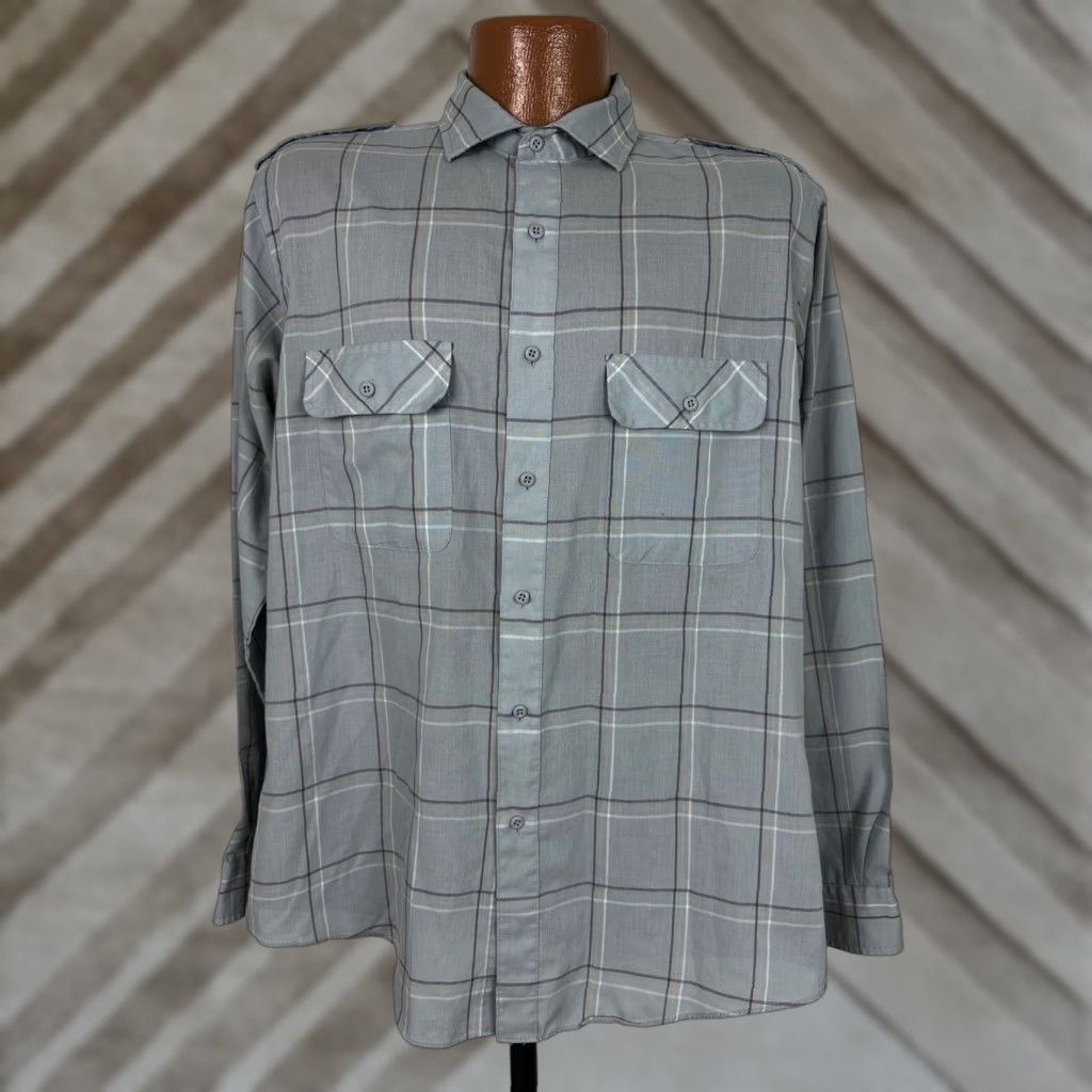 Levi's VINTAGE Levi's Shirt Men L Gray Check 80s Button-Up Long Sleeve Slim Casual, Business, Hipster Mens Size US L / EU 52-54 / 3 - 1 Thumbnail