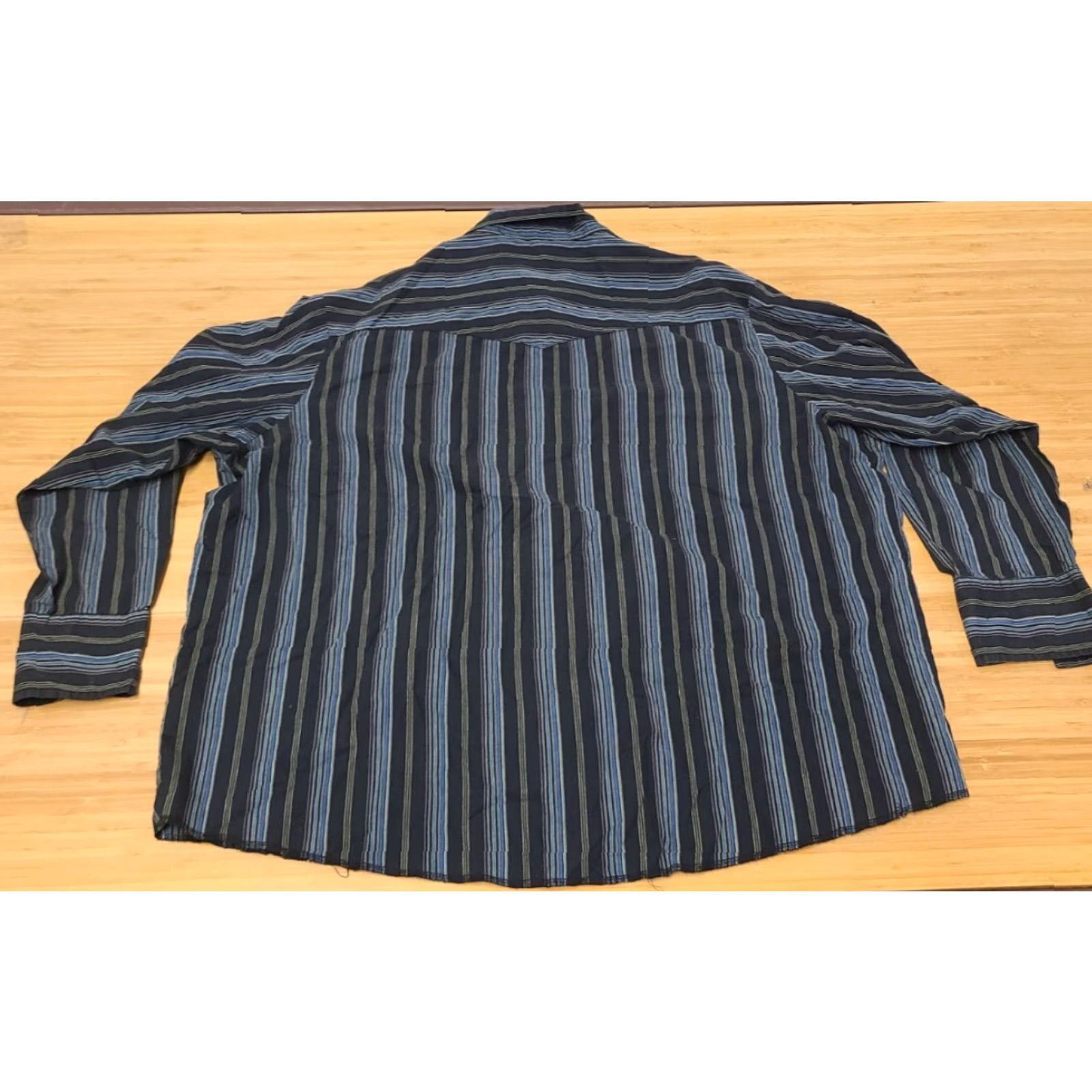 Wrangler Wrangler Shirt Adult Big 2X Black Blue Striped Western Wear Long Sleeve Mens Size US XXL / EU 58 / 5 - 5 Thumbnail