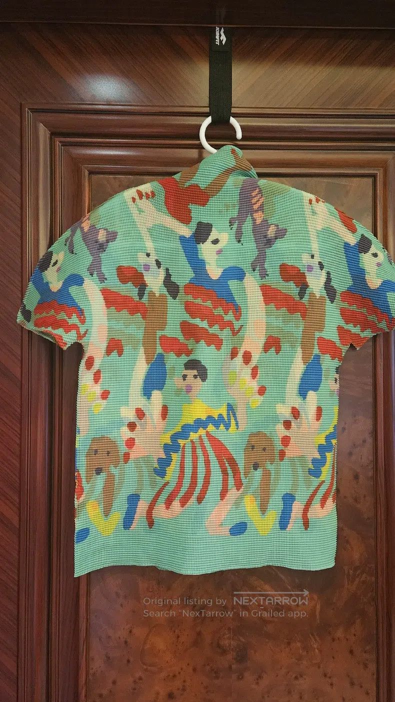 Issey Miyake Issey Miyake size:one size Green Floral Stand Collar Short Size XXS / US 00 / IT 34 - 4 Thumbnail
