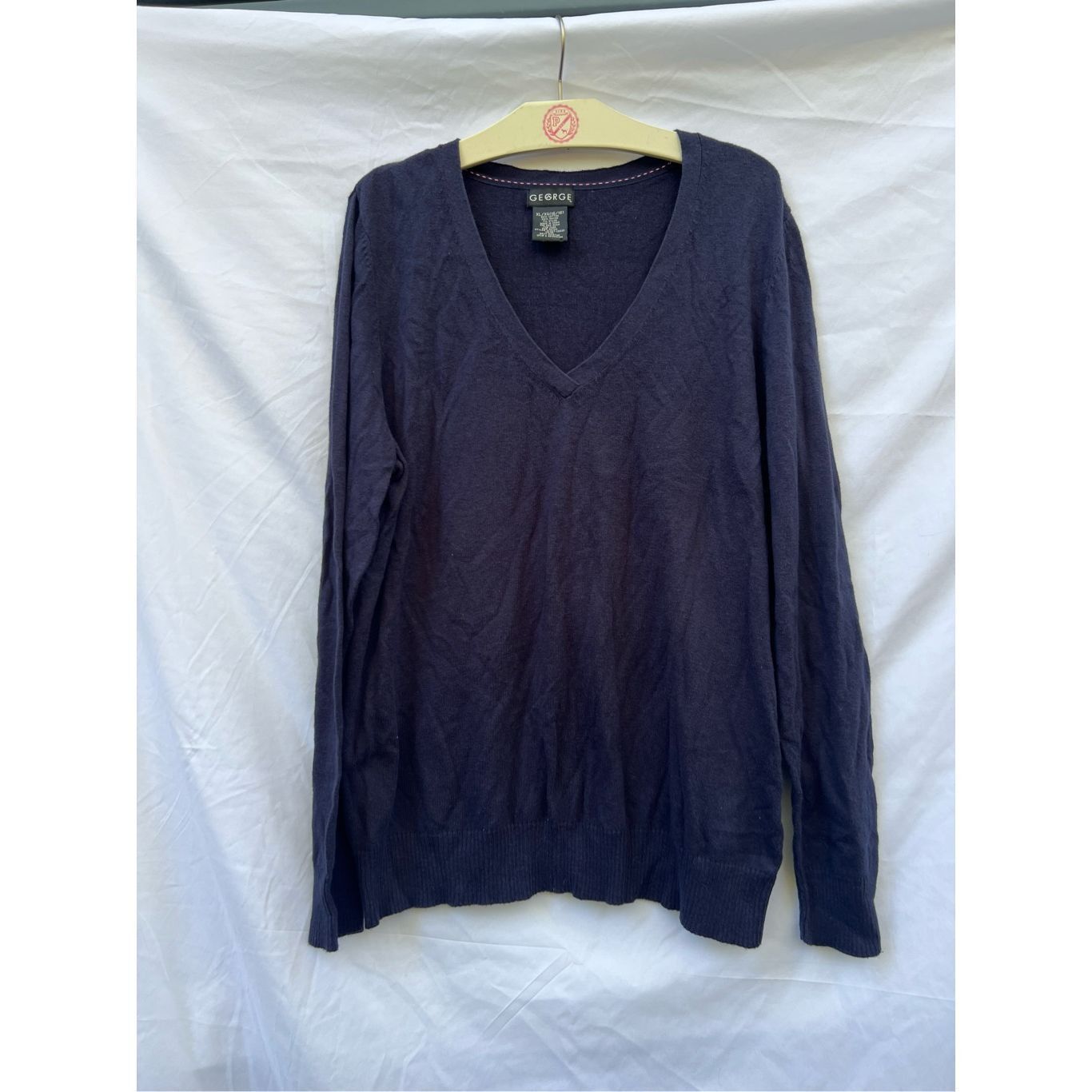 George George Blue Long Sleeve V-Neck Top Woman’s Size XL Size XL / US 12-14 / IT 48-50 - 1 Thumbnail