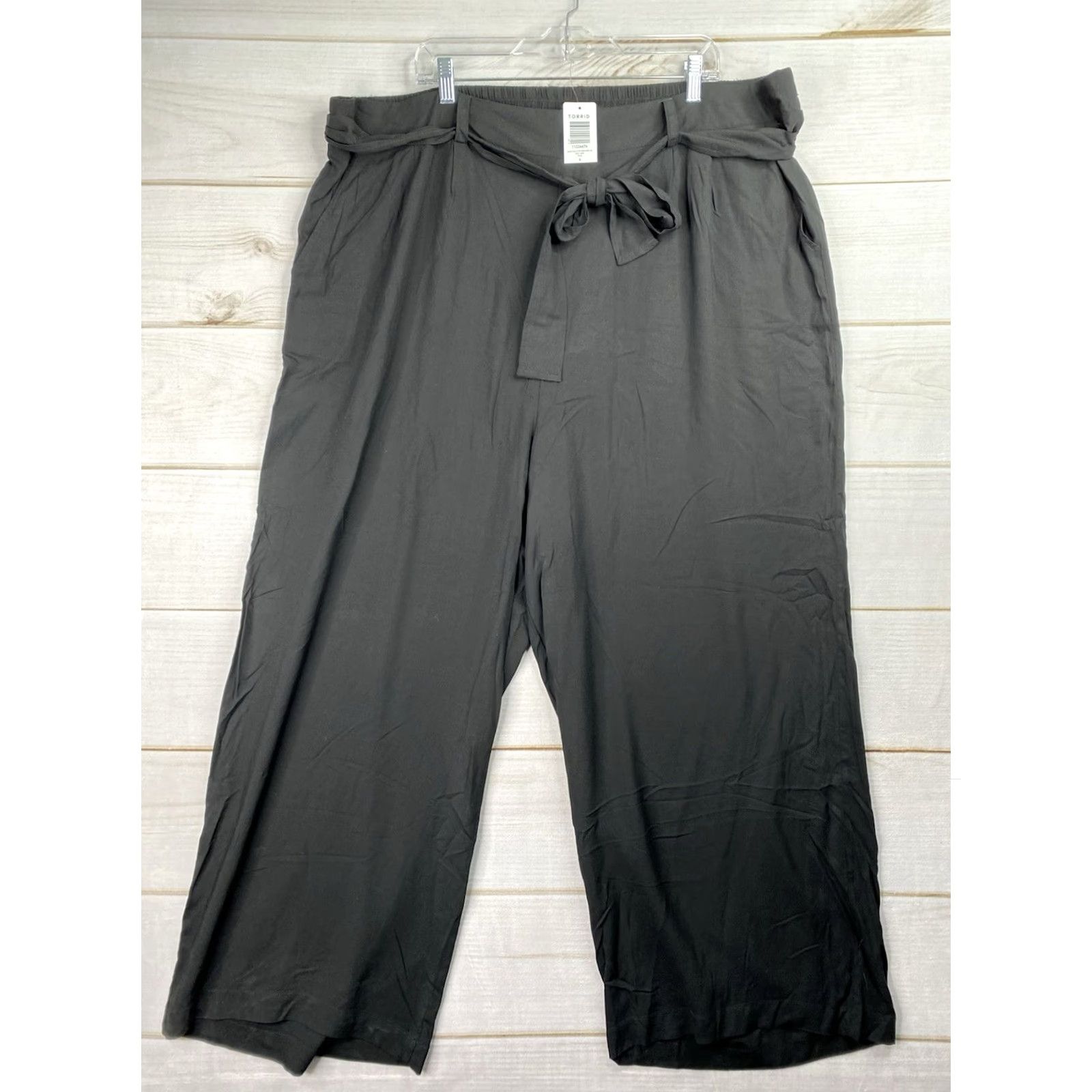 Torrid Torrid Pants Belted Black 4X Wide Leg Pull-On Relaxed High Rise Rayon Chiffon Winter Spring Summer Fall Adults Womens Pants Size 40" / US 18 - 2 Thumbnail