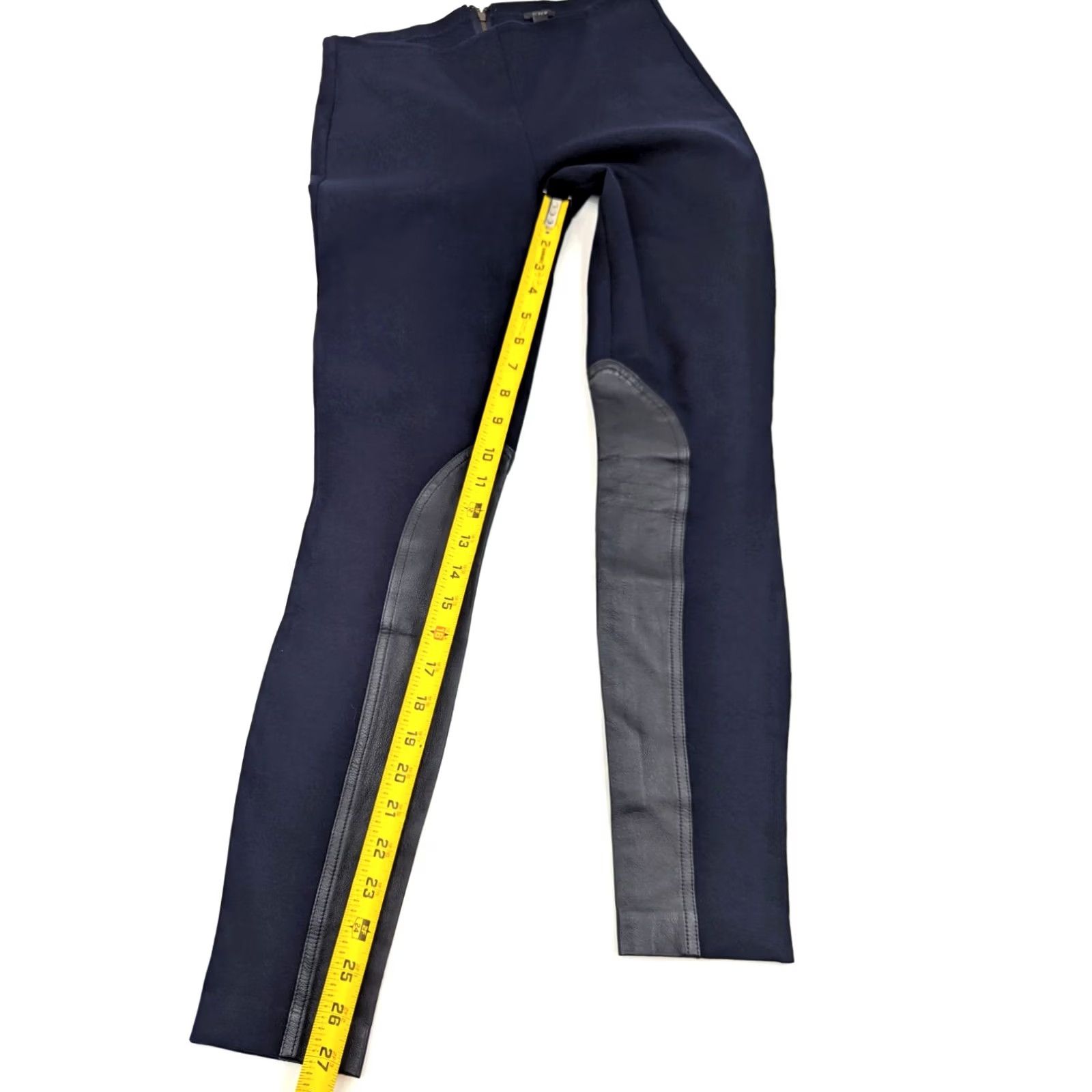 J.Crew J.Crew Pants Women 0 Blue Leather Trim Equestrian Style Skinny Legging 26x27 Size 25" / US 0 / IT 36 - 3 Thumbnail