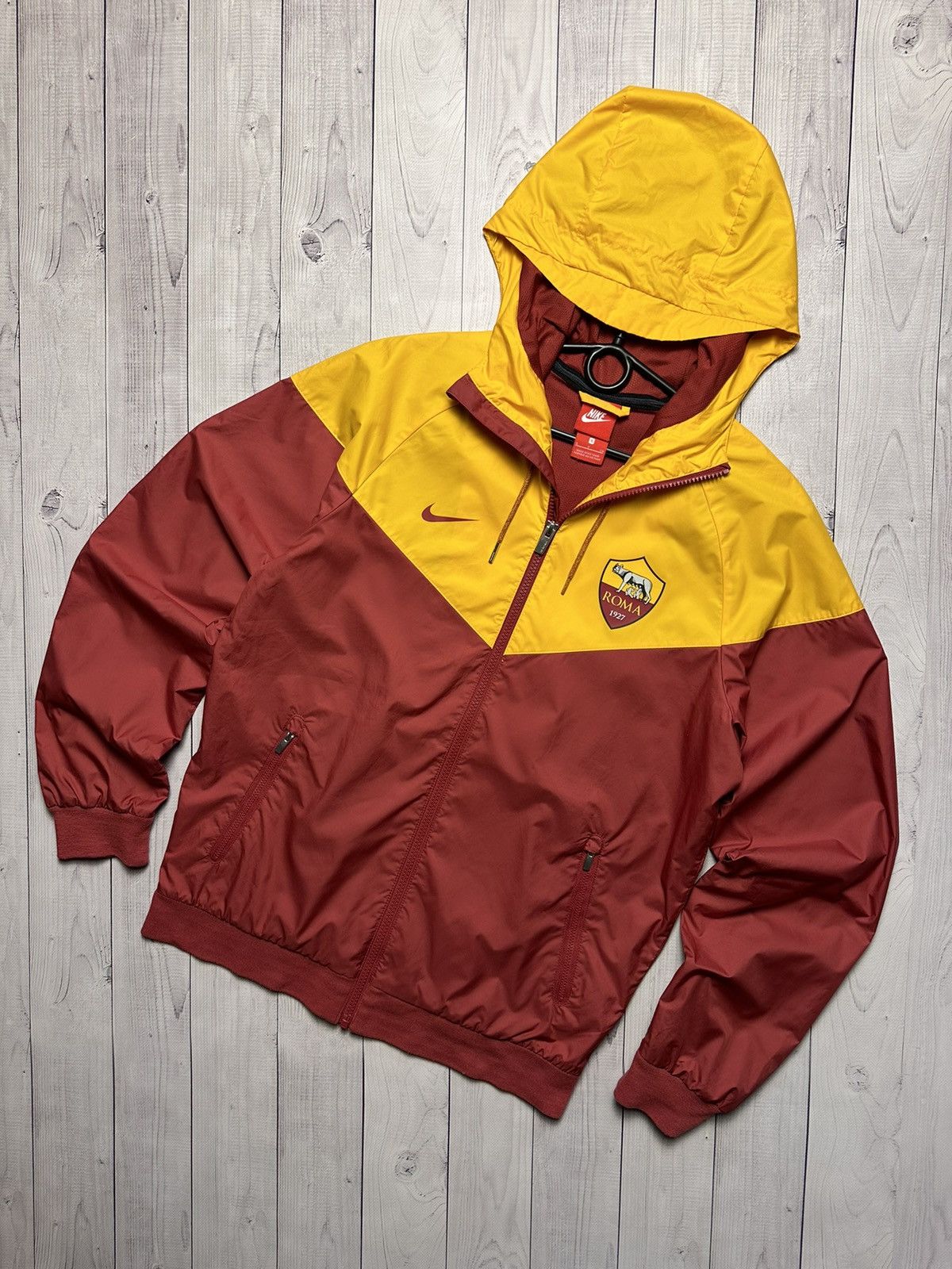 Image of Vintage Nike As Roma Windrunner Jacket Size S Logo in Red, Men's