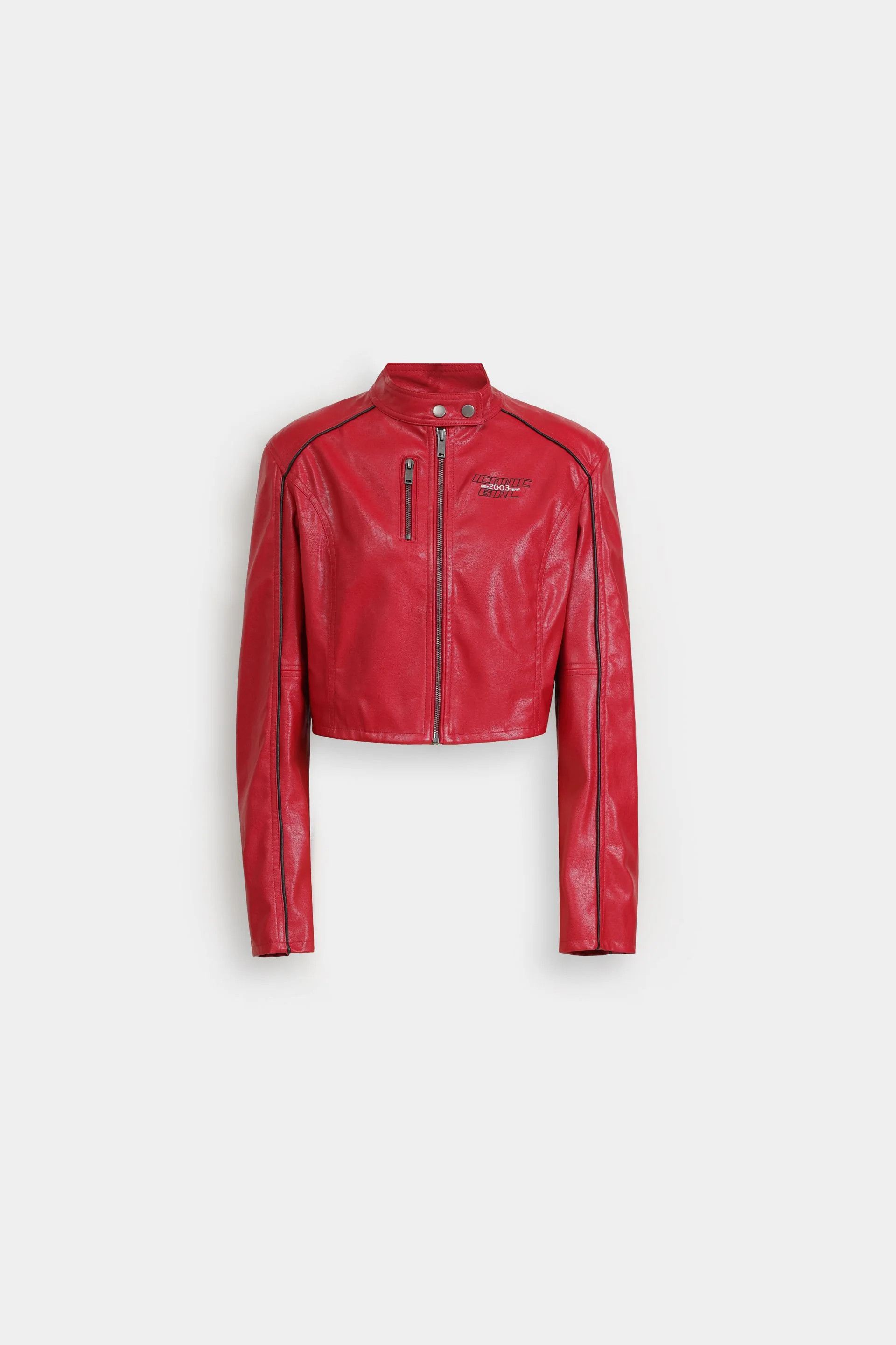 Other Red Faux Leather Jacket Women – Cropped Vegan Leather Jacket Size S / US 4 / IT 40 - 1 Thumbnail