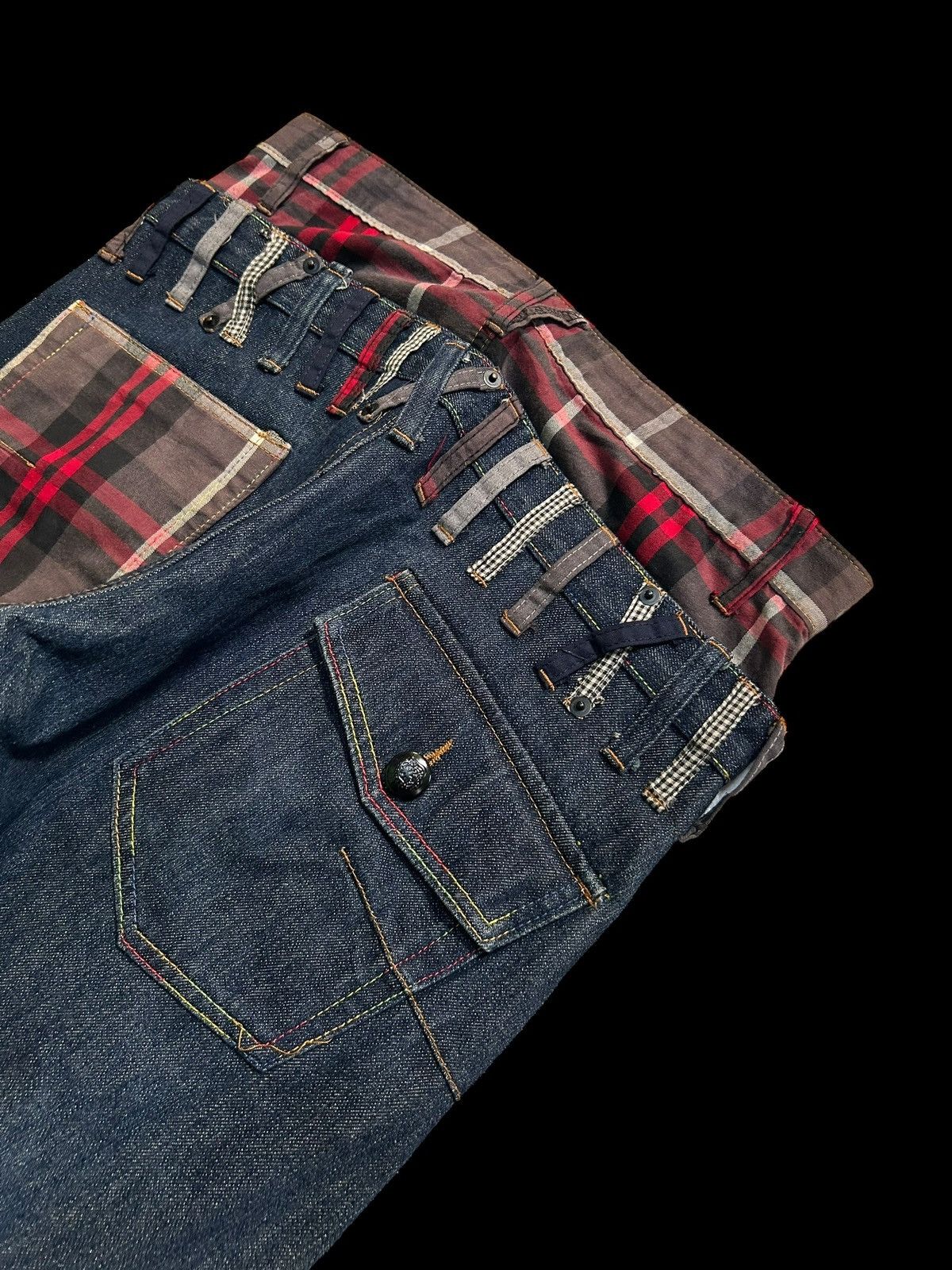 Japanese Brand × Kapital × Vintage DOUBLE WAIST JAPANESE PUNK GRUNGE STYLE DENIM JEANS Size US 32 / EU 48 - 3 Thumbnail