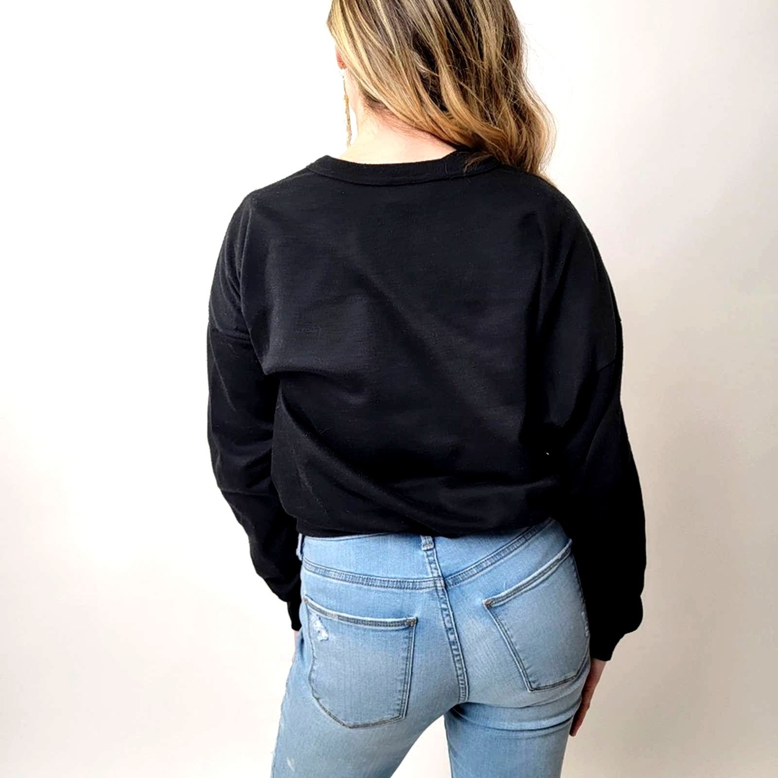 Vintage Vintage 90s Black Muted Floral Sweatshirt Size M / US 6-8 / IT 42-44 - 3 Thumbnail