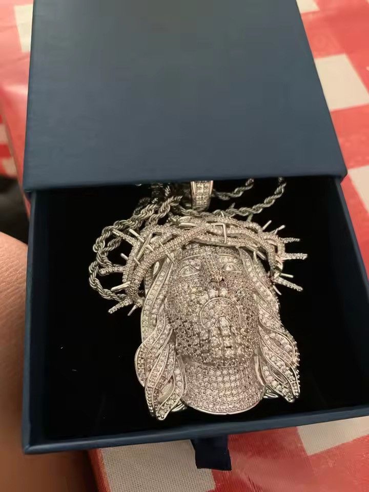 Jewelry Iced Out Ratten Jesus Necklace Pendant 60 cm Chain Size ONE SIZE - 7 Thumbnail