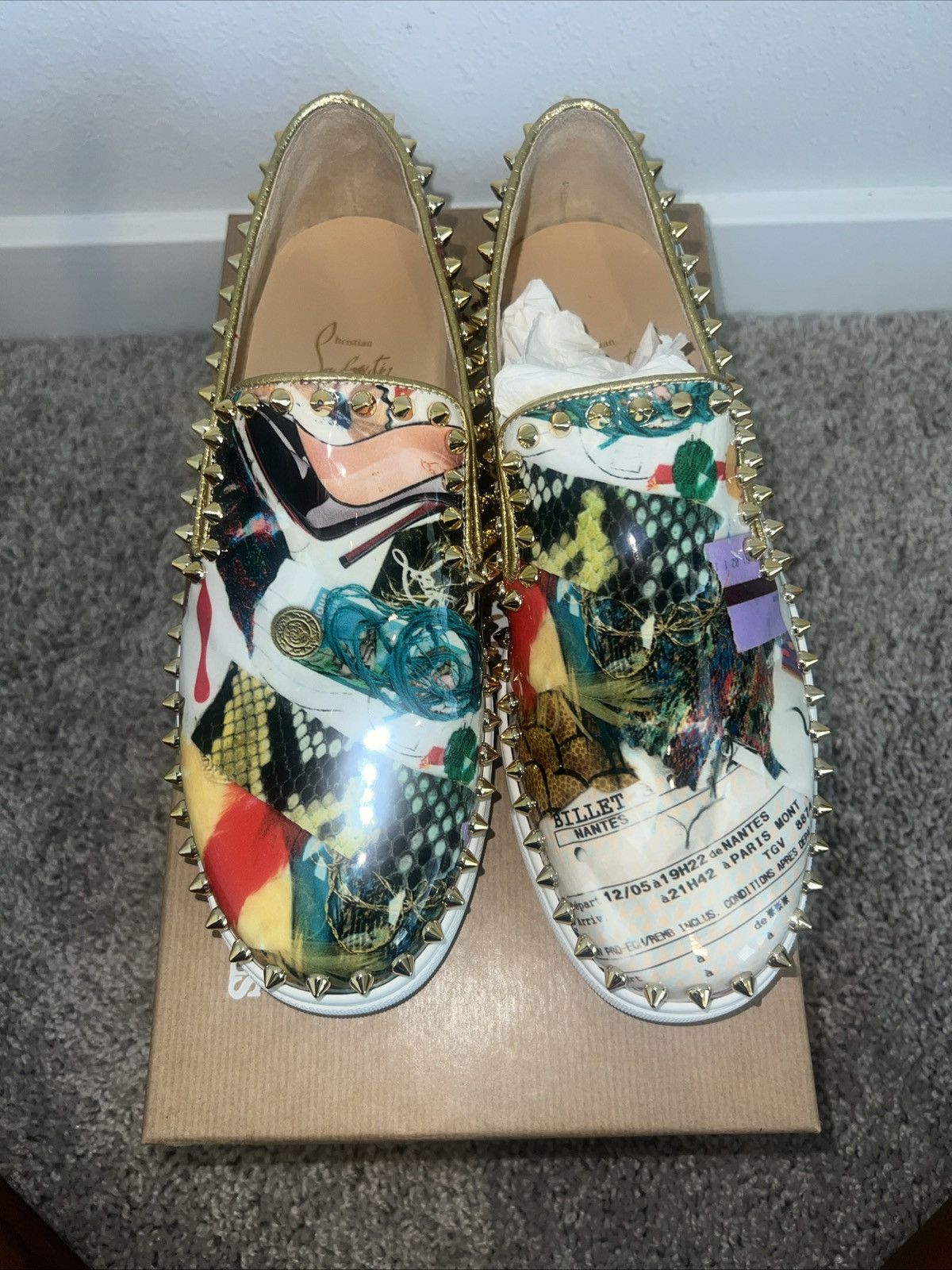Christian Louboutin Christian Louboutin Pick Boat Patent Trash Spikes Size 38 Size US 8 / IT 38 - 2 Thumbnail