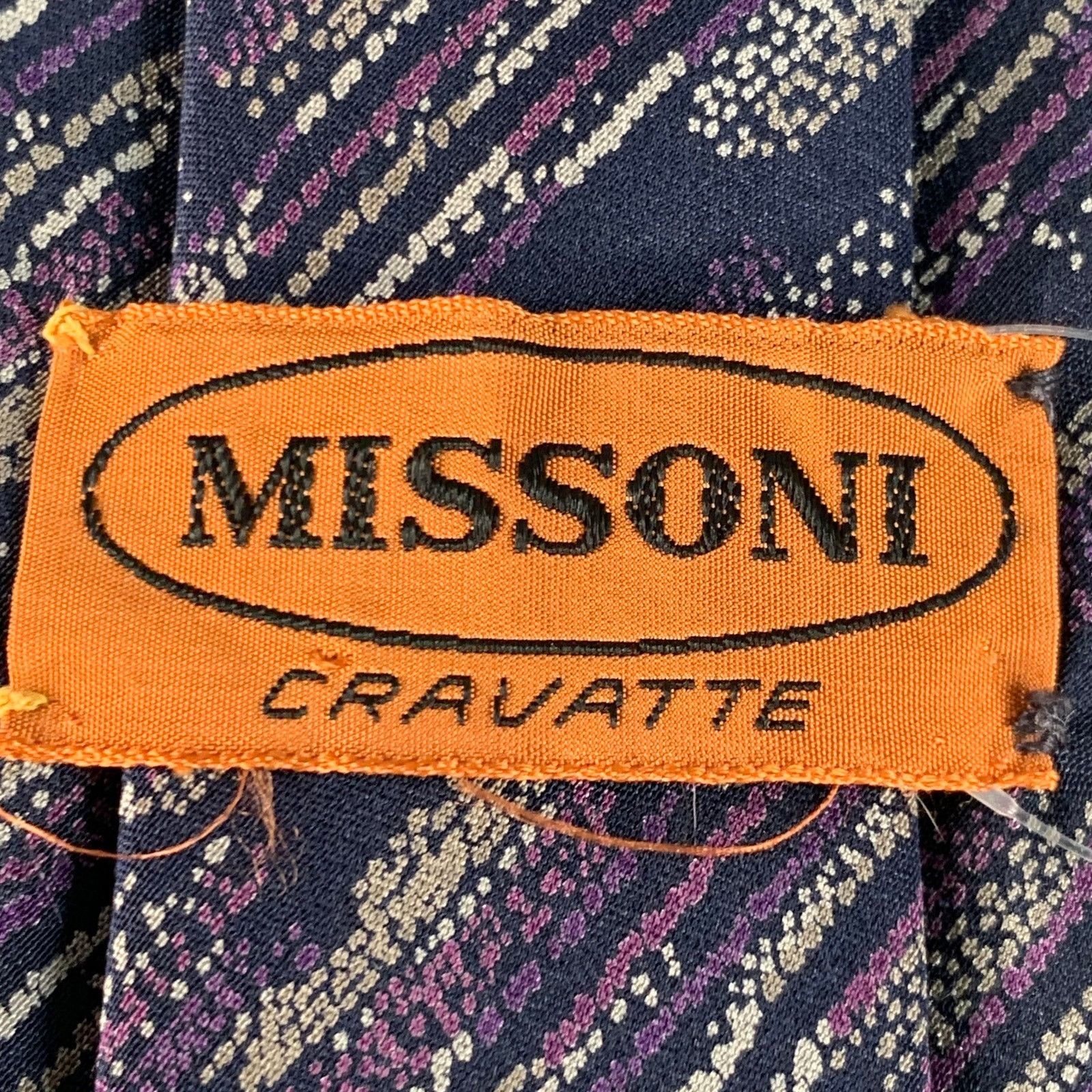 Missoni MISSONI One Size Purple Grey Black Abstract Silk Tie Size ONE SIZE - 3 Thumbnail
