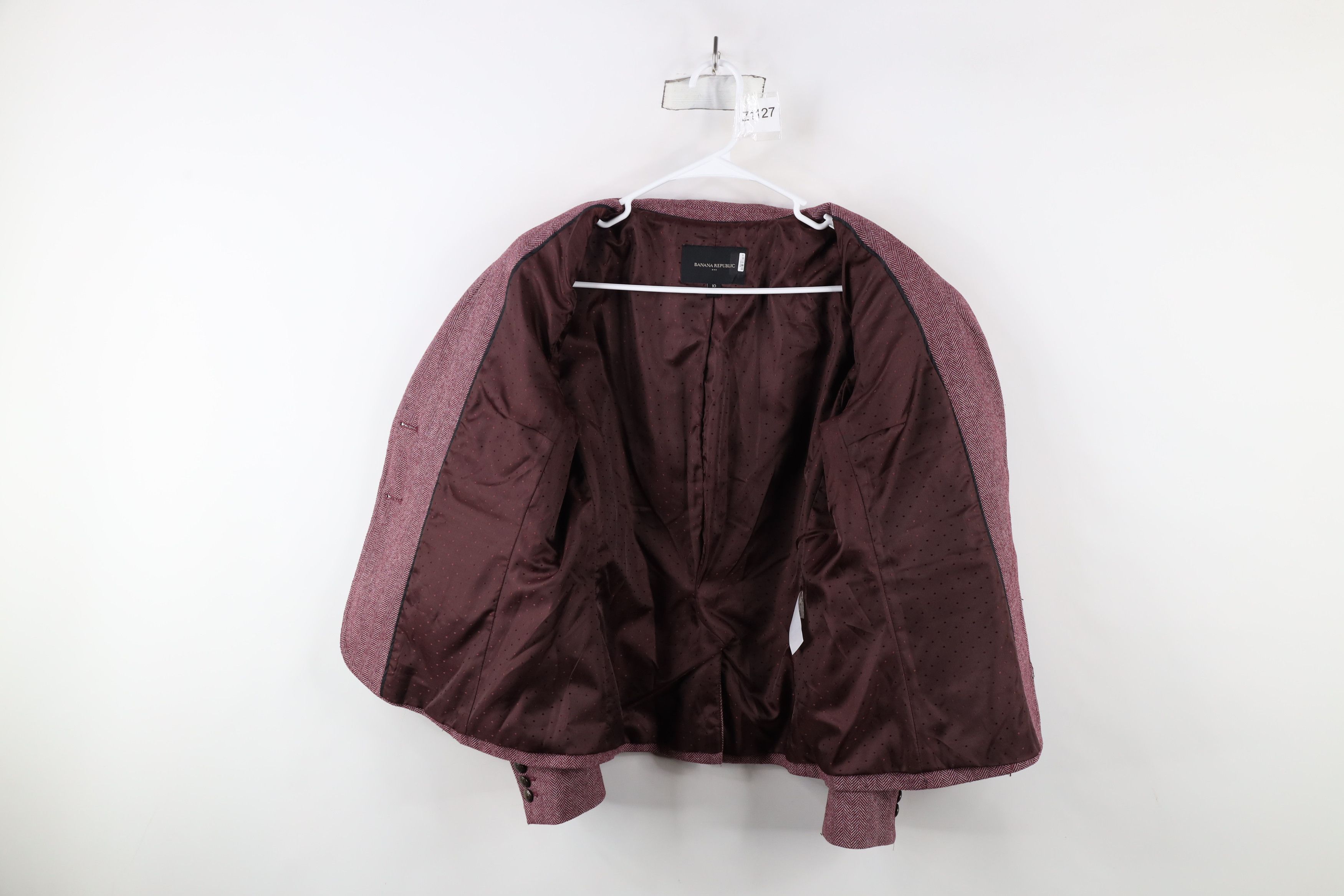 Banana Republic × Vintage Banana Republic Herringbone Academy Blazer Suit Jacket Beet Size L / US 10 / IT 46 - 8 Thumbnail
