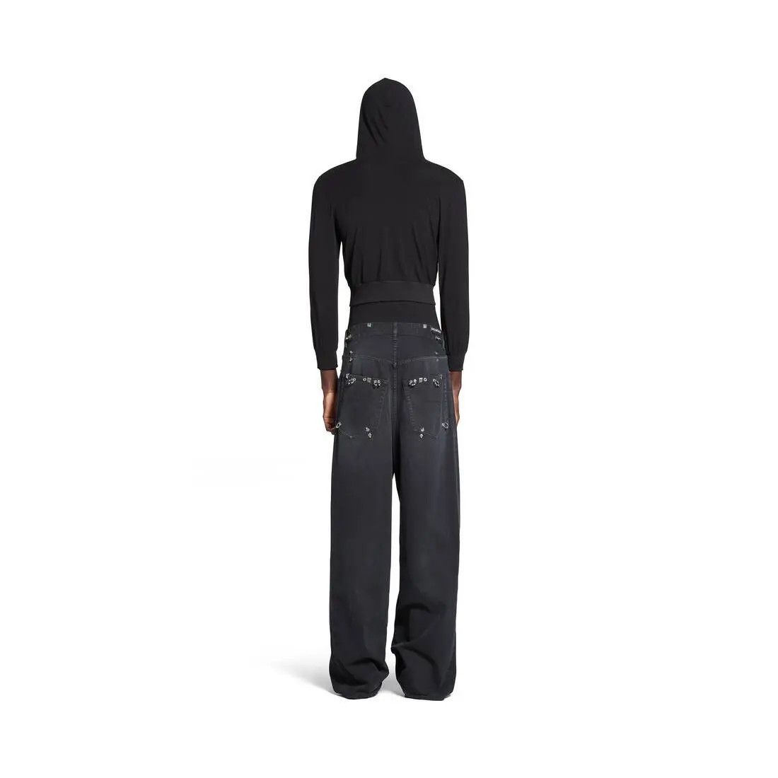 Balenciaga o1la1rc1a0625 Unisex Pierced Baggy Pant in Black Size US 32 / EU 48 - 5 Thumbnail