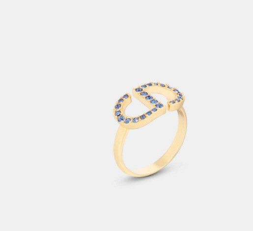 Dior o1w1db11224 Size: OS / Petit CD Ring in Gold & Blue Size ONE SIZE - 1 Thumbnail