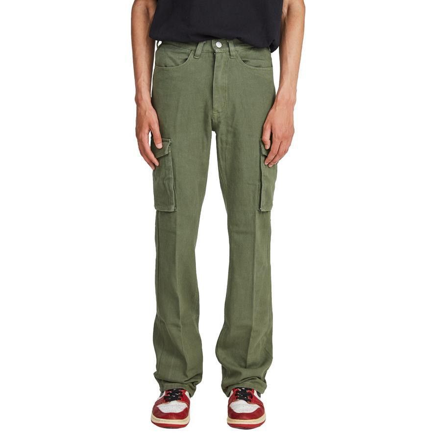 Lac Demure Ruben Kone Flared Cargo Pants Olive Medium Lac Demure Size US 29 - 1 Thumbnail