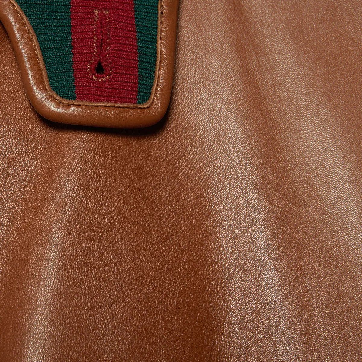 Gucci o1s1wg110725 Leather Bomber Jacket in Brown Size US XL / EU 56 / 4 - 5 Thumbnail