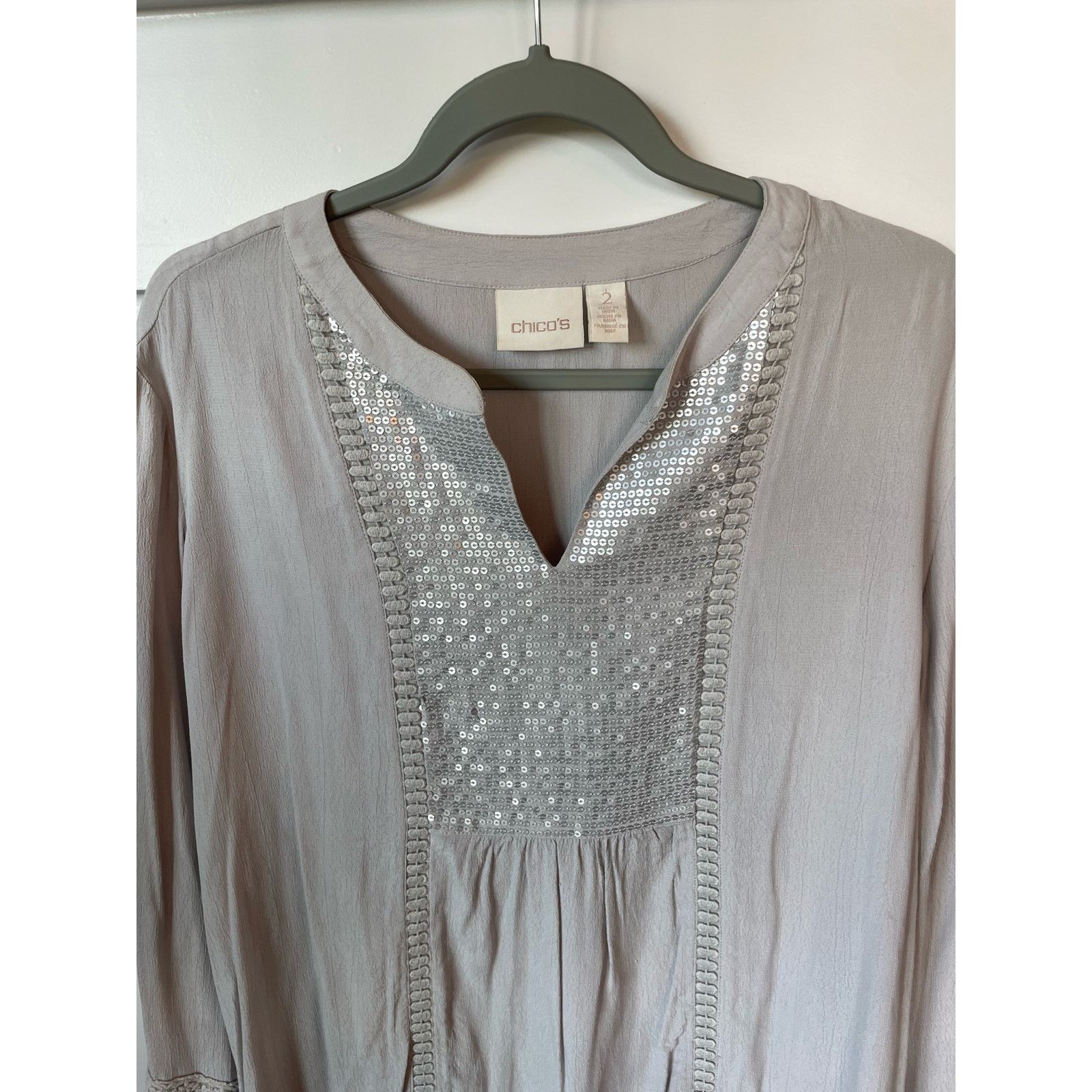 Chicos Chico's Bundle (2) Sequined Peasant Tunic&Striped Tunic,sz 2 Size L / US 10 / IT 46 - 3 Thumbnail