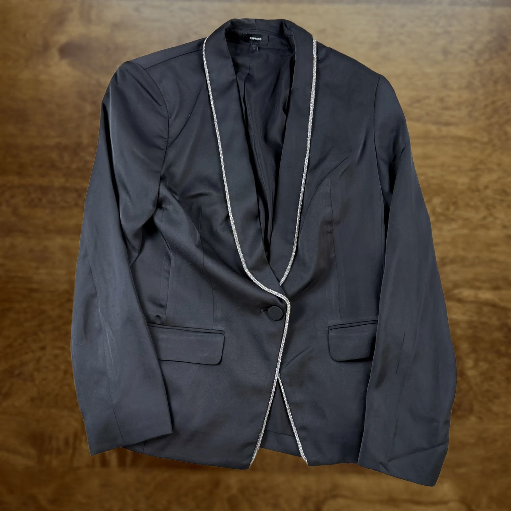 Express Express Satin Tuxedo - Black Formal Womens Blazer Jacket - Sizes S - Size S / US 4 / IT 40 - 1 Thumbnail