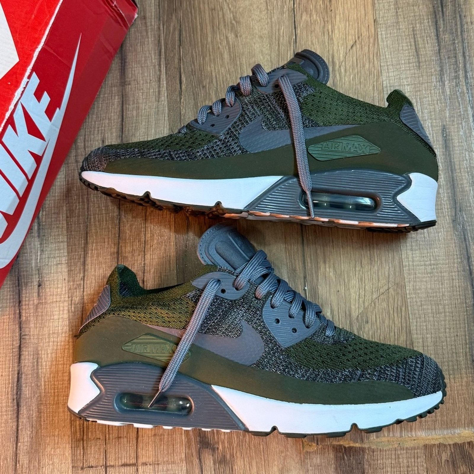 Nike 2016 Nike Air Max 90 Ultra 2.0 Flyknit 'Rough Olive Green' Size US 9 / EU 42 - 1 Thumbnail