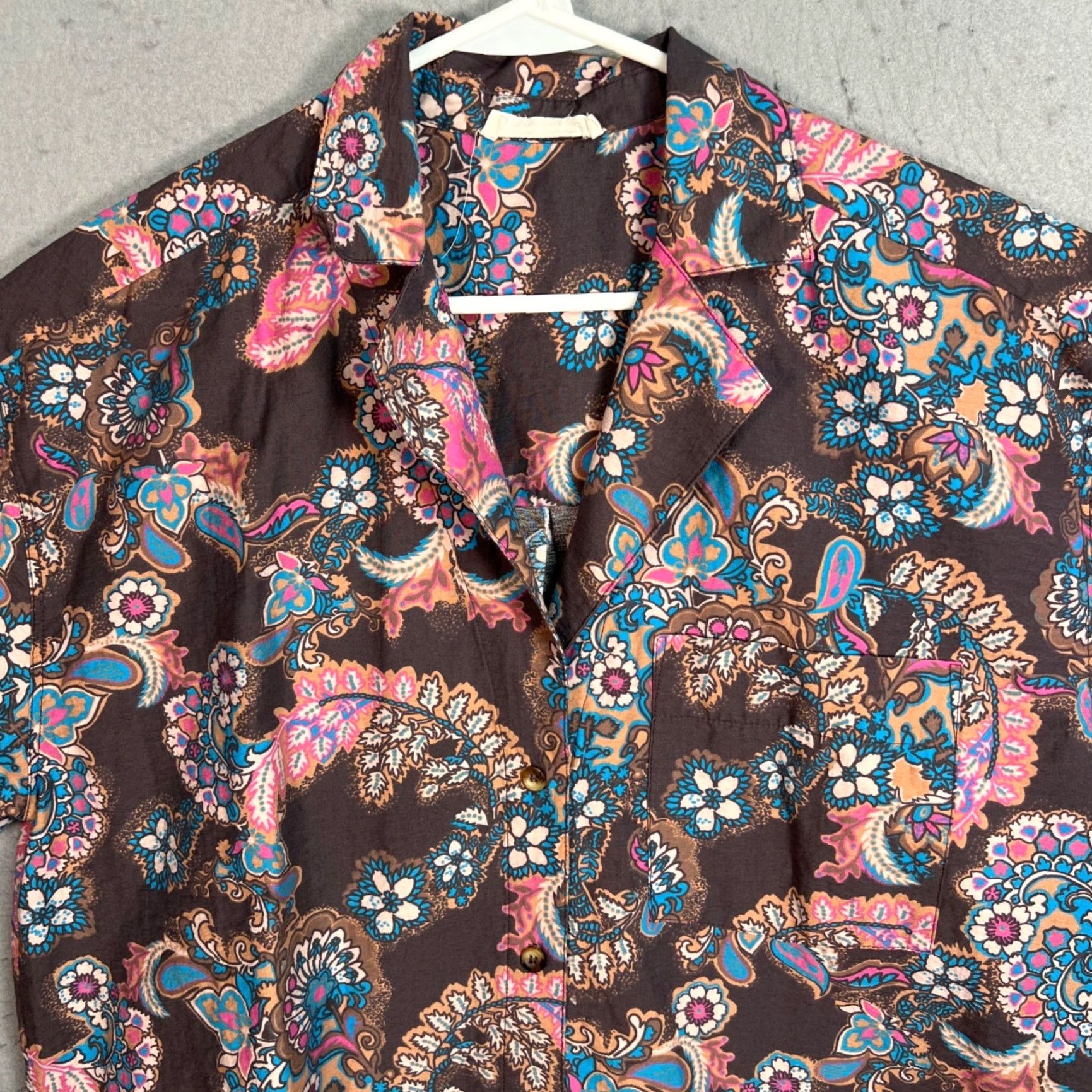 Vintage We The Free Womens Shirt Adult Medium M Brown Paisley Short Sleeve Button-Up Crew Neck Casual 90s? Size M / US 6-8 / IT 42-44 - 6 Thumbnail