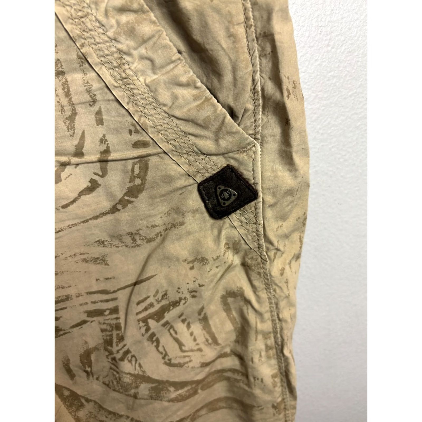 Vintage Murphy&Nye Pants Mens 29 Beige Abstract Print Drawstring Cargo Casual Albania Size 29" - 4 Thumbnail