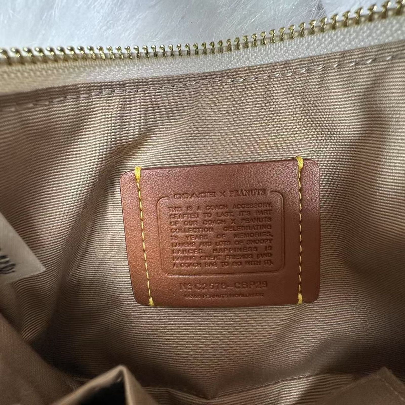 Coach Coach X Peanuts Corner Zip Wristlet In Leather/Gold/Chalk Size ONE SIZE - 5 Thumbnail