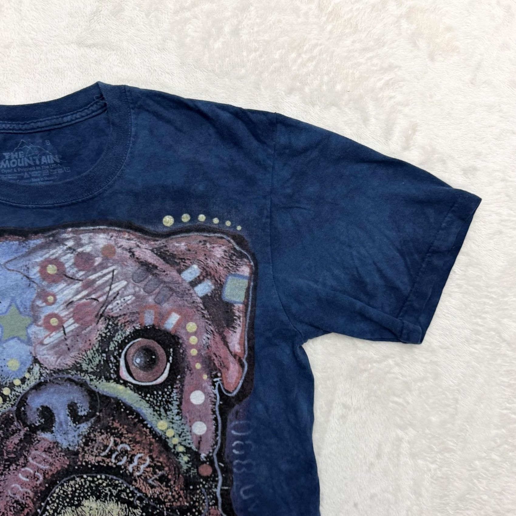 The Mountain The Mountain Pug Shirt Mens M Blue Tie Dye Dog Graphic Tee Crew Neck Short Sleeve Size US M / EU 48-50 / 2 - 4 Thumbnail