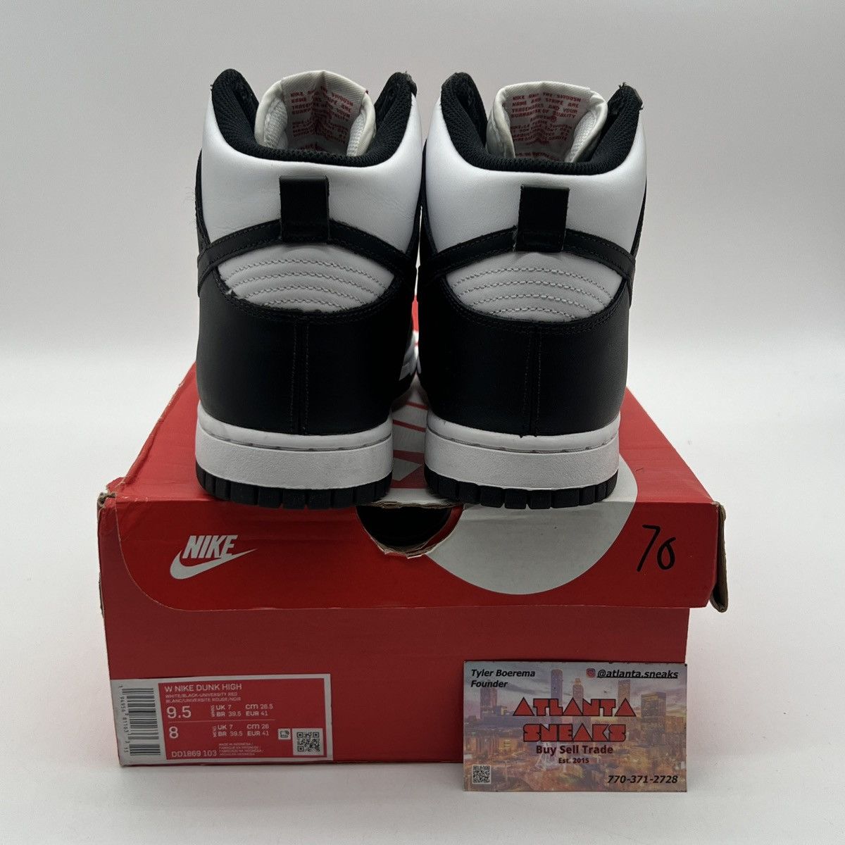 Nike Wmns Nike dunk high black white Size US 9.5 / EU 42-43 - 3 Thumbnail