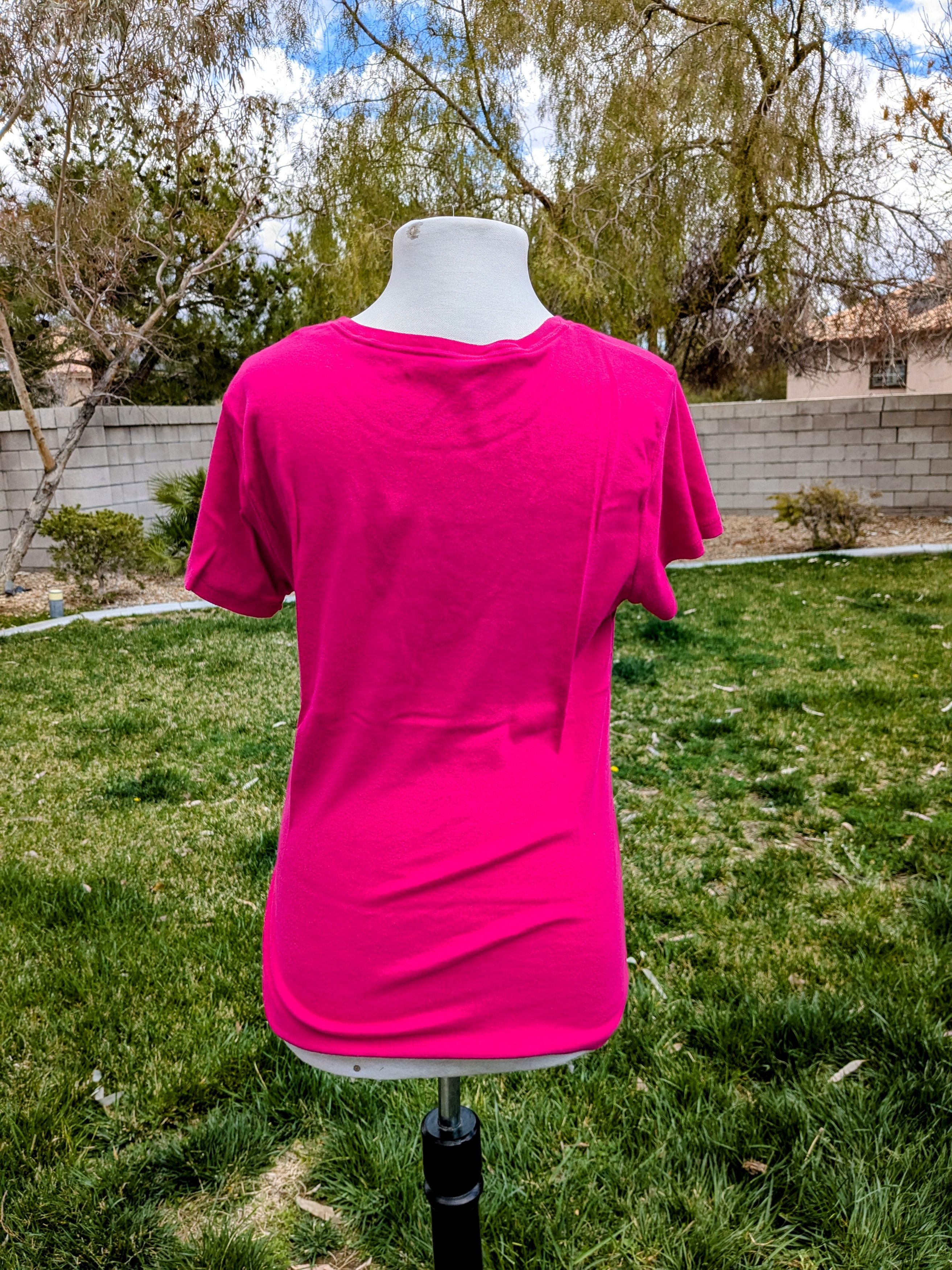 Faded Glory Faded Glory Basic T-Shirt Hot Pink Round Neck S/S Pullover Size L / US 10 / IT 46 - 4 Thumbnail