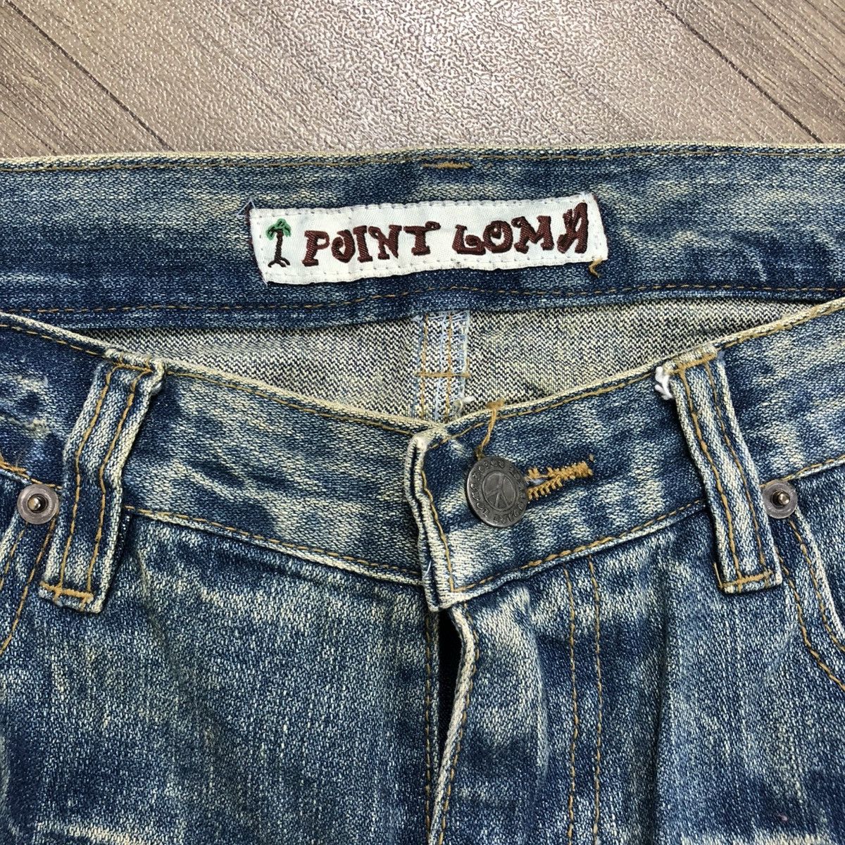 If Six Was Nine × Japanese Brand 2000s Crazy Distressed Point Loma I ❤️ Surf Baggy Jeans LGB Size US 31 - 5 Thumbnail