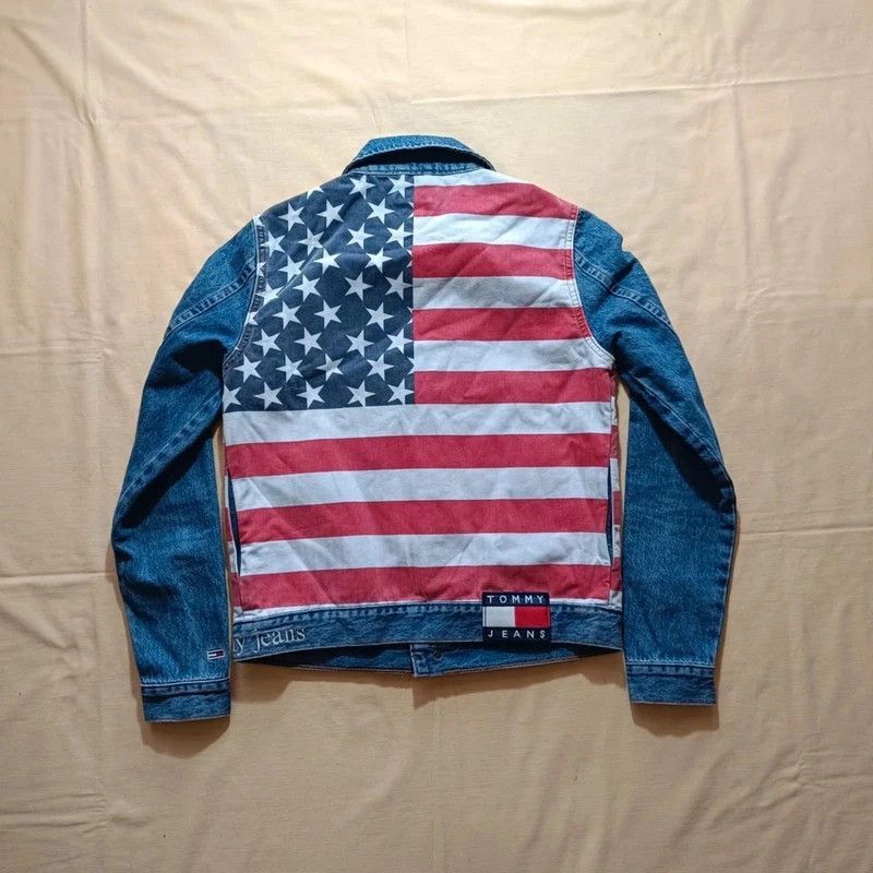 Tommy Hilfiger Tommy Hilfiger Jeans Denim Jacket Trucker USA Flag Size S Size S / US 4 / IT 40 - 10 Thumbnail