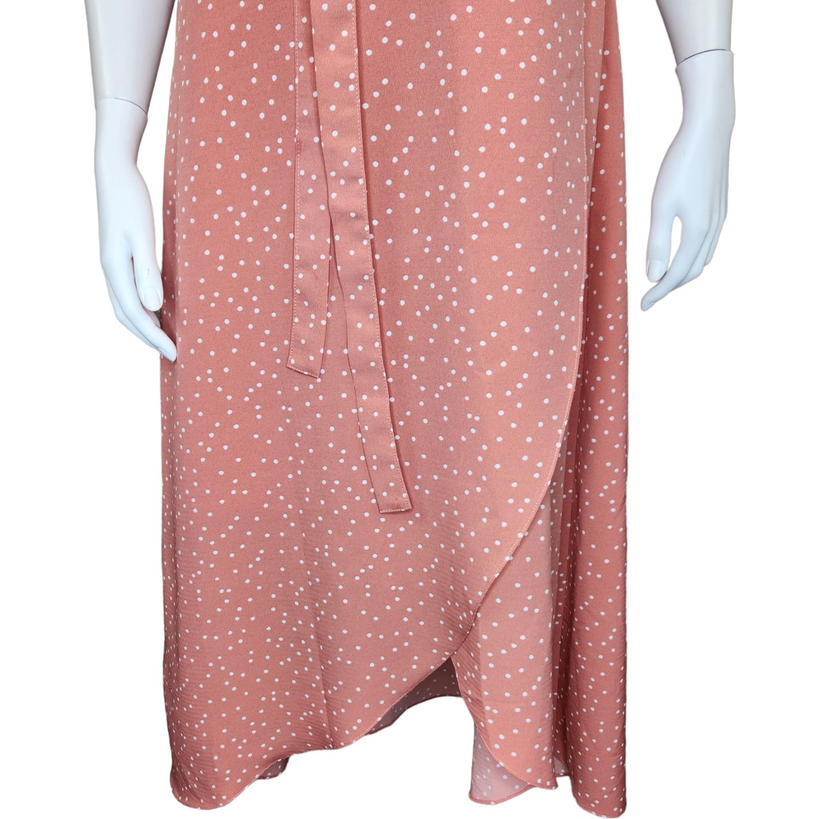 Madison Madison Womens Medium Peach Polka Dot Wrap Dress W/ Belt Size M / US 6-8 / IT 42-44 - 3 Thumbnail