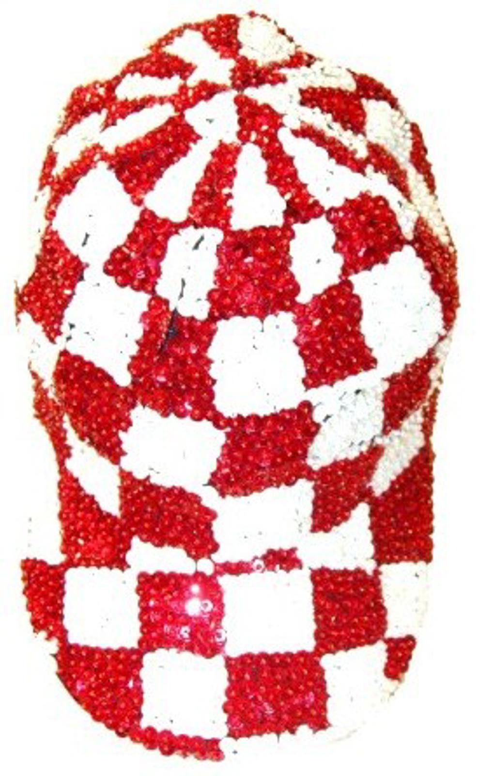 Designer Sequin Baseball Cap RED WHITE CHECKERED Size ONE SIZE - 1 Preview