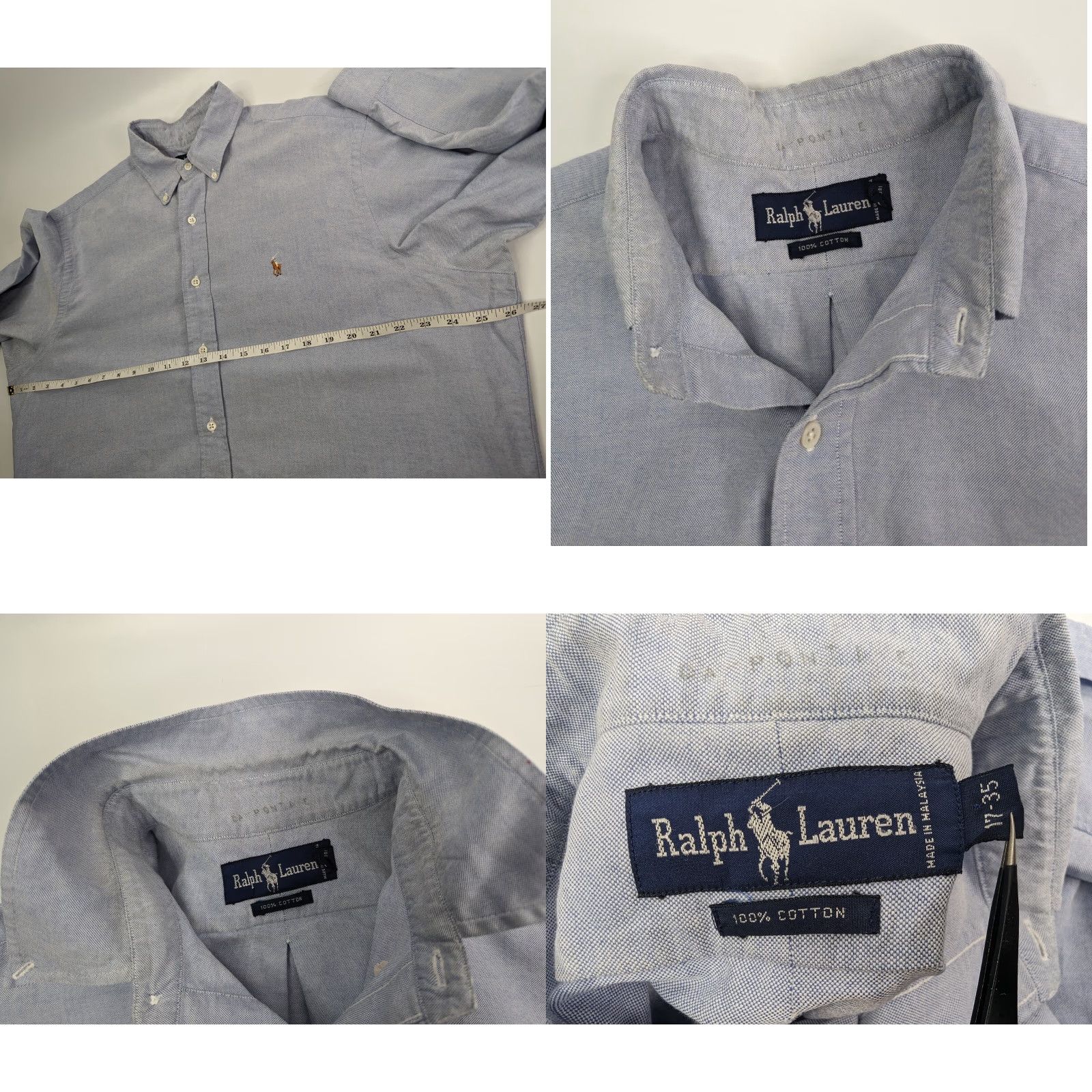 Ralph Lauren Ralph Lauren Shirt Men's 17-35 Button-Down Light Blue Chambray Long Sleeve Button-Up Collared cotton Classic Preppy Logo Embroidered Size US XL / EU 56 / 4 - 8 Thumbnail