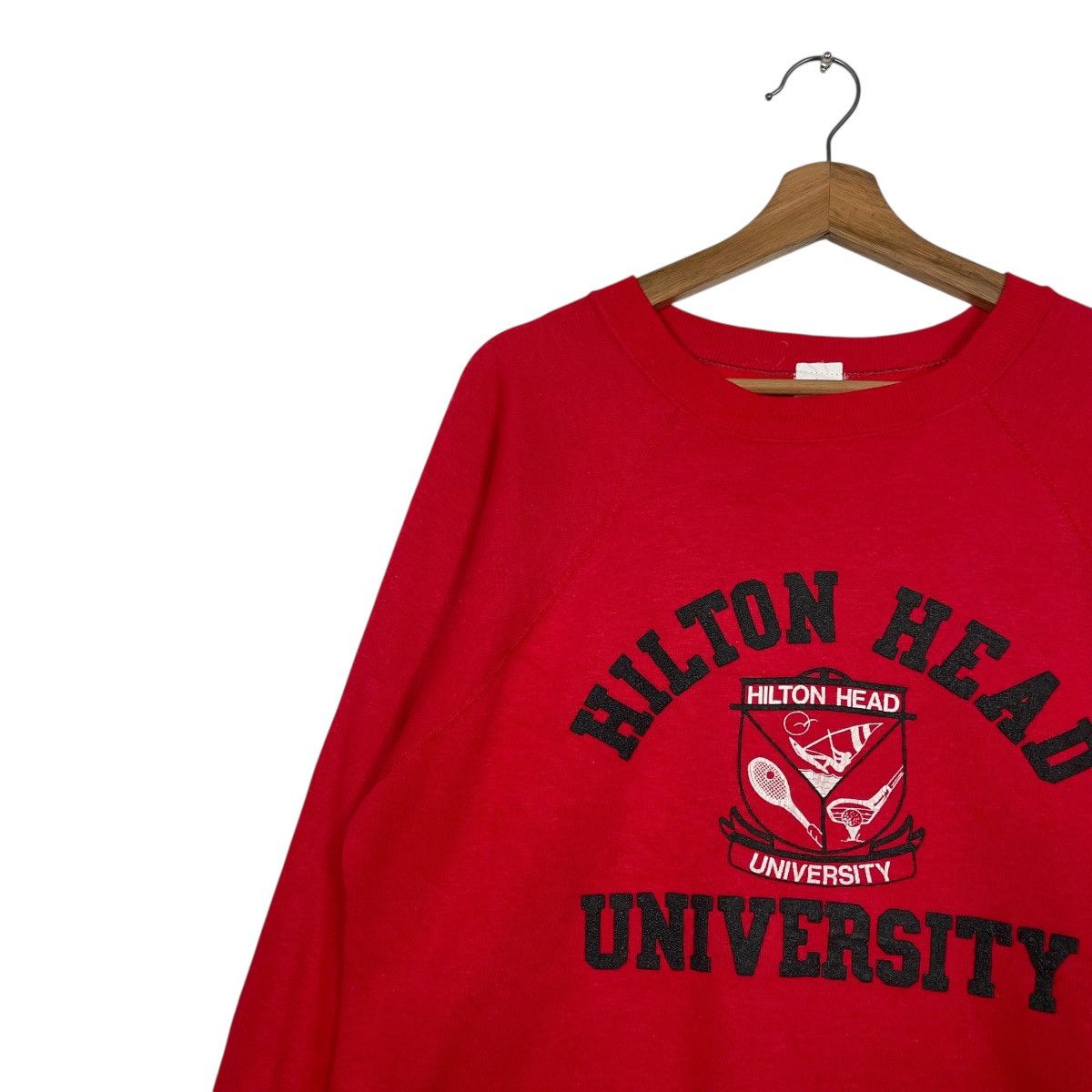 Vintage Vtg 80s Hilton Head University Crewneck Red Sweatshirt Size US L / EU 52-54 / 3 - 6 Thumbnail