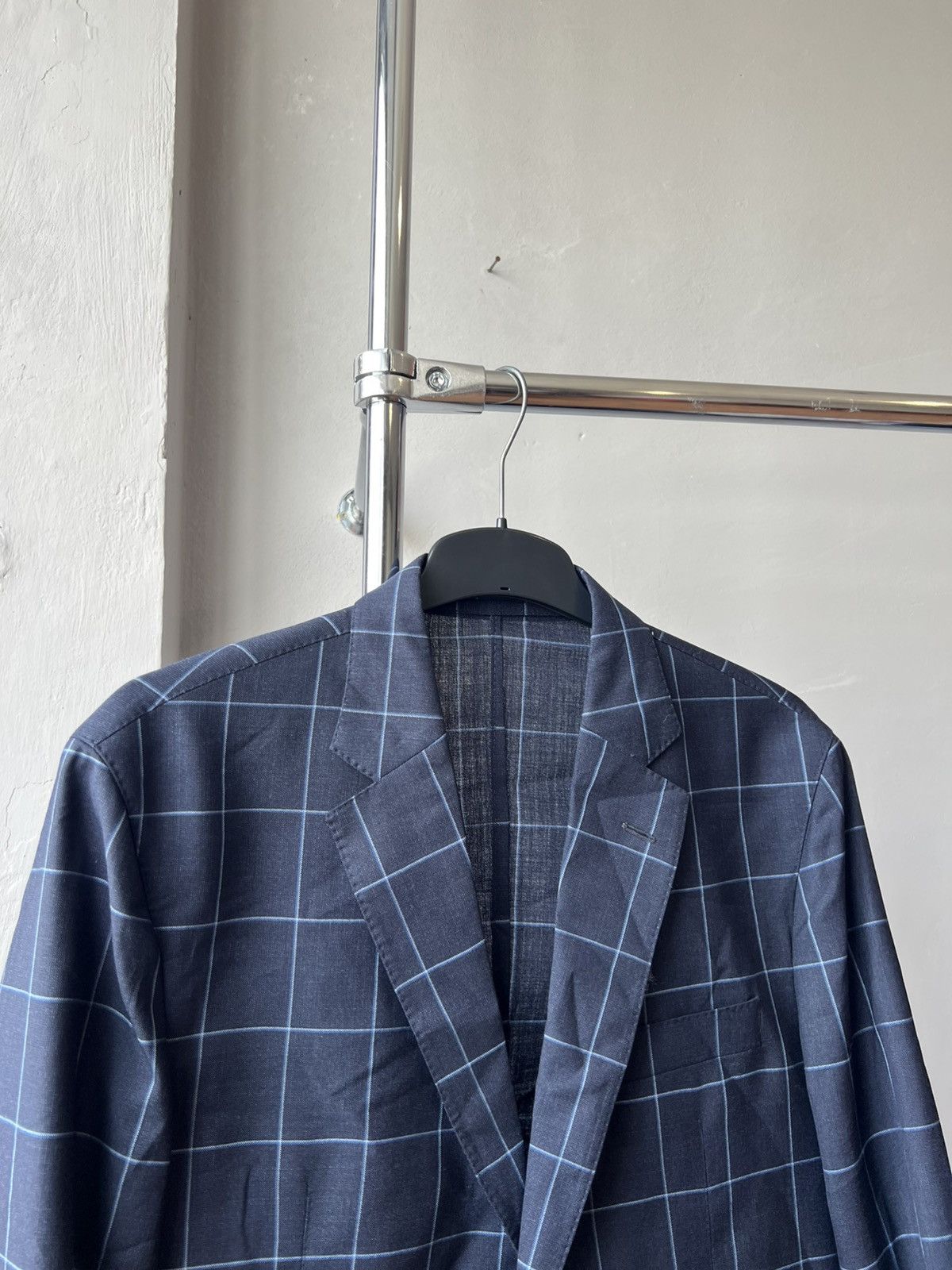 Hackett HACKETT LONDON MENS BLUE WINDOWPANE WOOL BLAZER JACKET 44R Size 44R - 5 Thumbnail