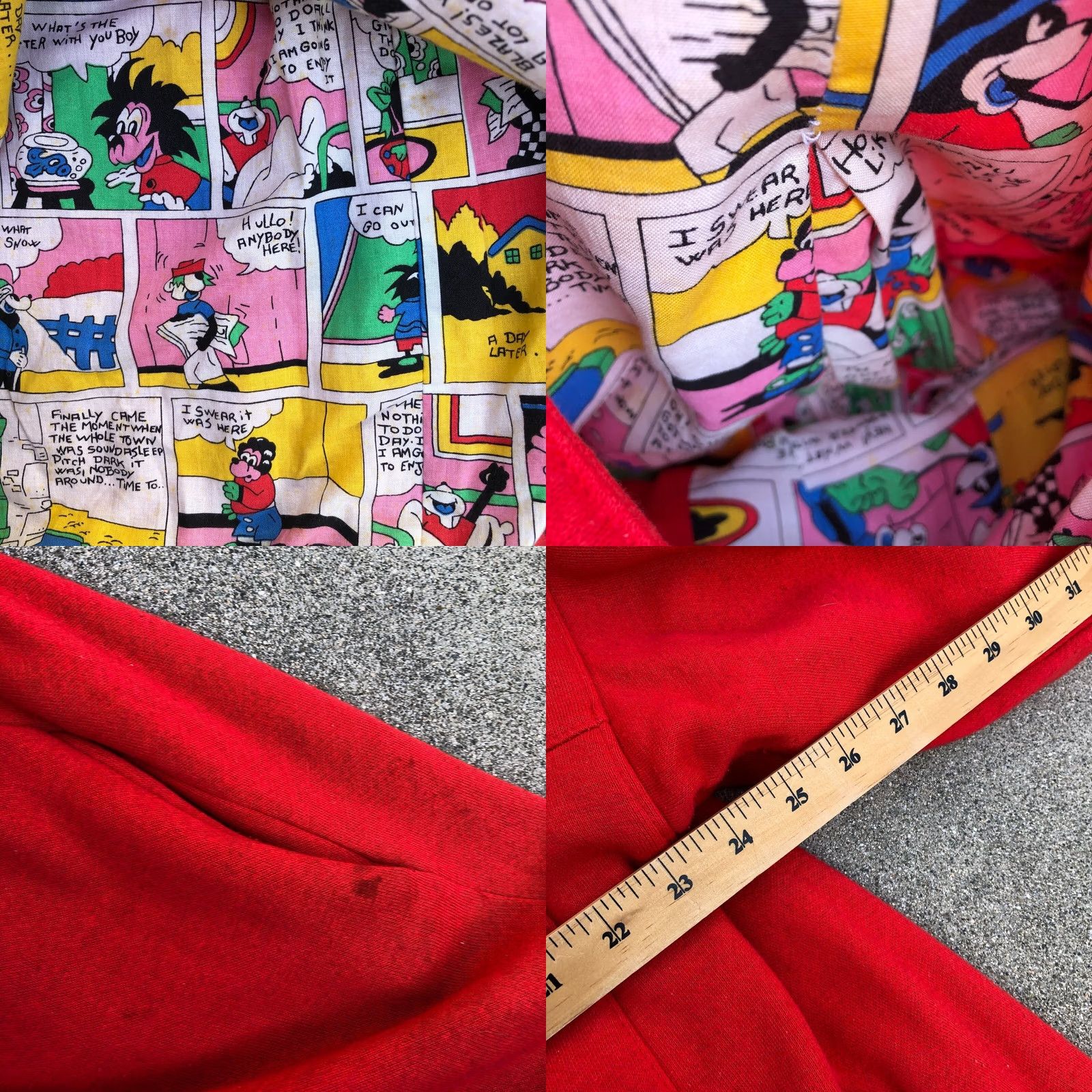 Bebe VINTAGE BEBE FURRRINA Long Jacket Coat Womens XL Red Comic Strip Lined 80s Size XL / US 12-14 / IT 48-50 - 8 Thumbnail