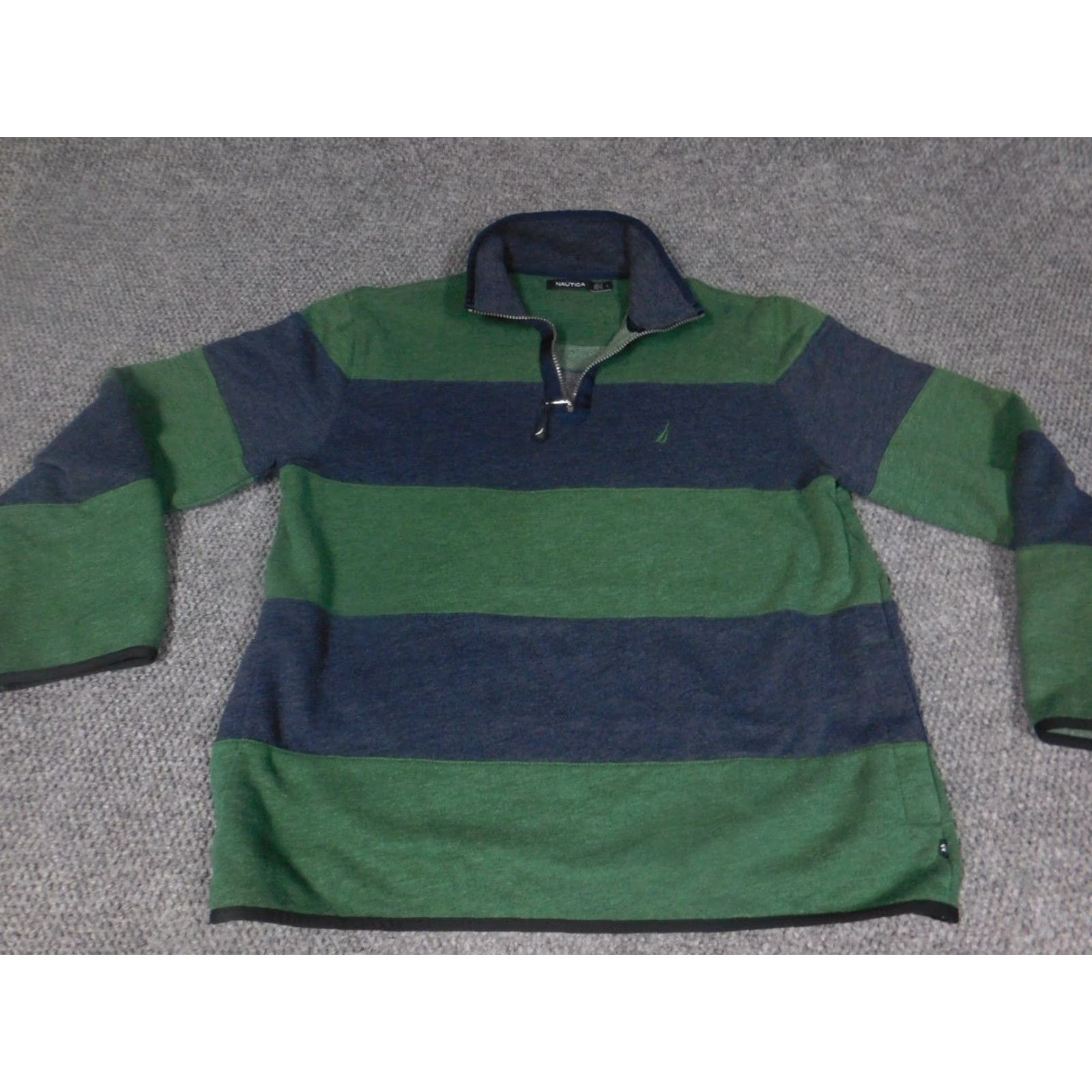Nautica Nautica Sweater Pullover Long Sleeve Green Open-Knit 1/4 Zip Pockets Crew Neck Men L Regular Size US L / EU 52-54 / 3 - 2 Thumbnail