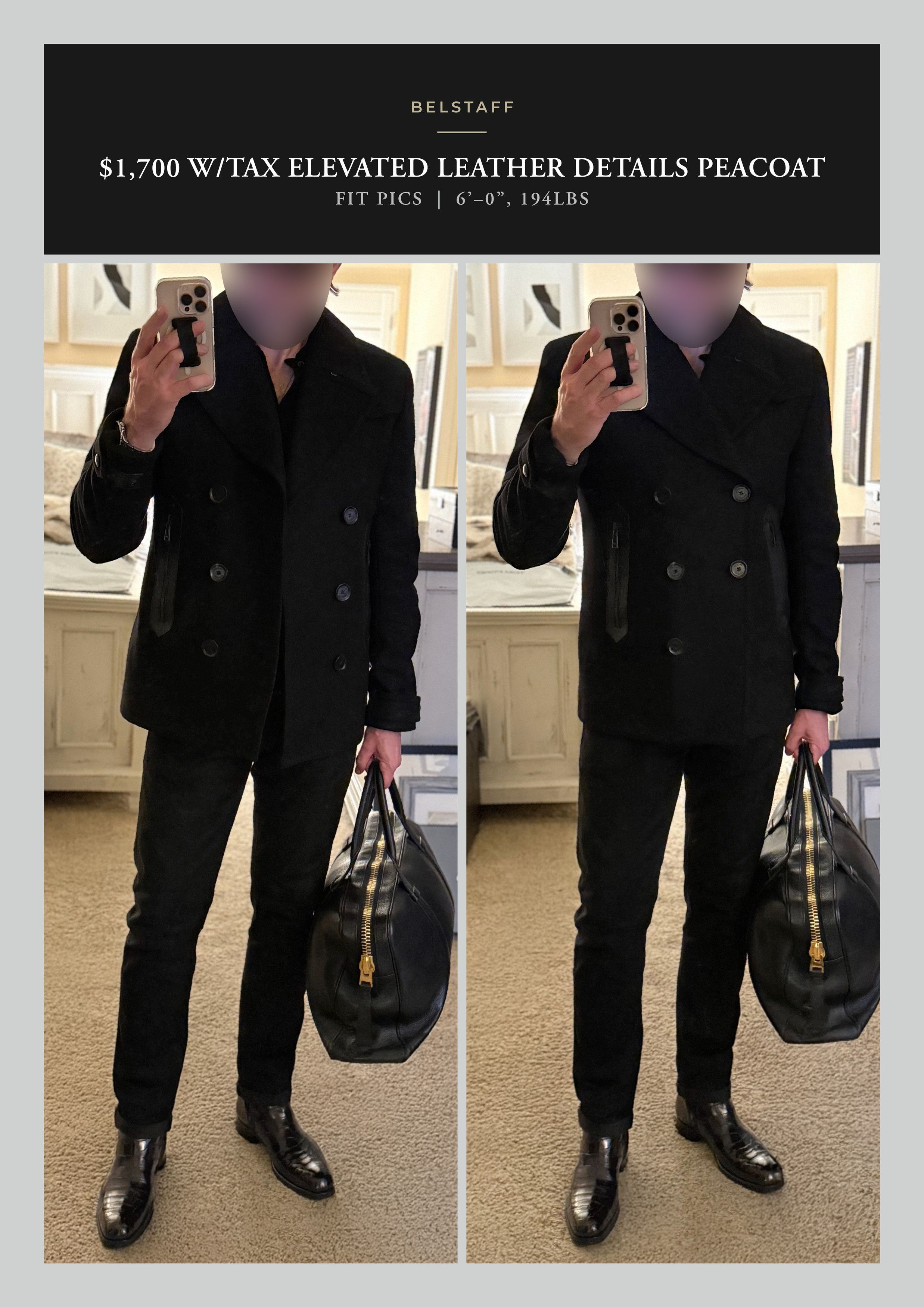 Belstaff Coveted, Badass $1,700 w/tax Leather Accents Peacoat Size US M / EU 48-50 / 2 - 2 Thumbnail
