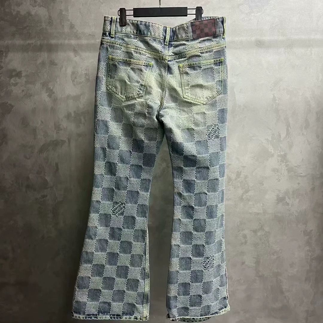 Louis Vuitton Louis Vuitton Blue Check Mid-Rise Straight Jeans Size US 33 - 6 Thumbnail