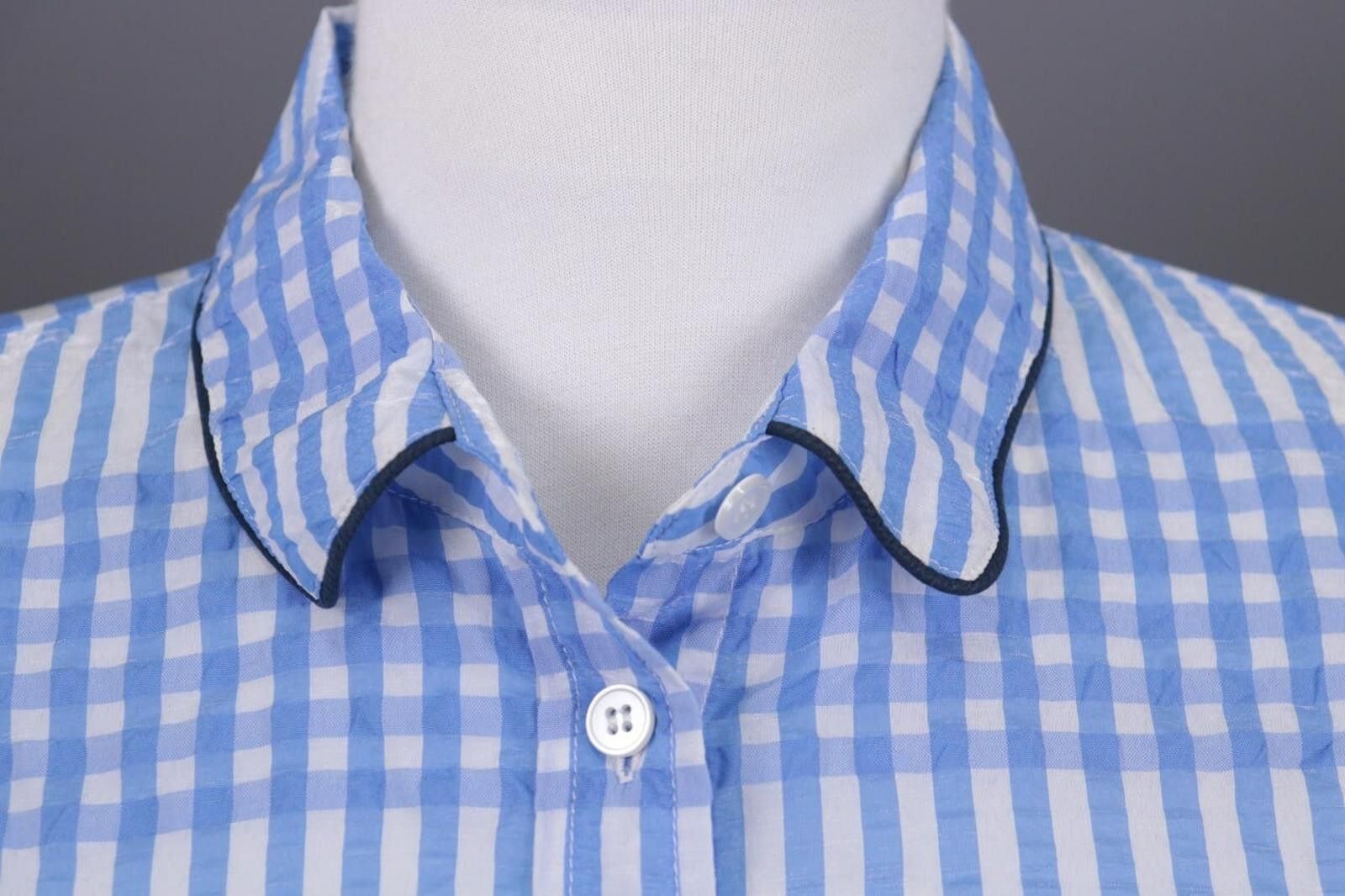 Gianni Valentino GANNI Blue Check Button Down Blouse Shirt Size 36 Size M / US 6-8 / IT 42-44 - 6 Thumbnail