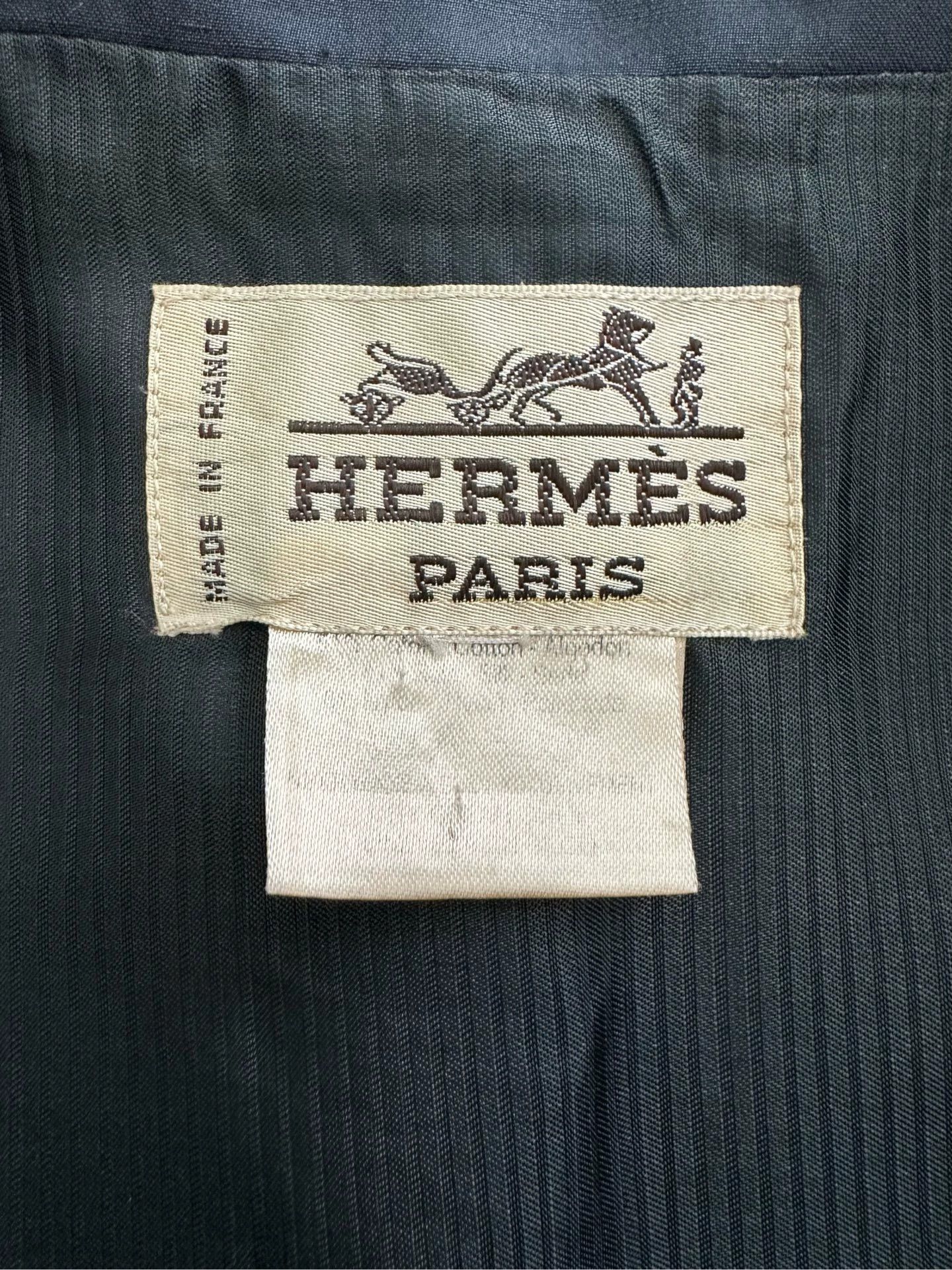 Hermes HERMES vintage waist-cinching distressed blazer women's navy black Size M / US 6-8 / IT 42-44 - 9 Thumbnail